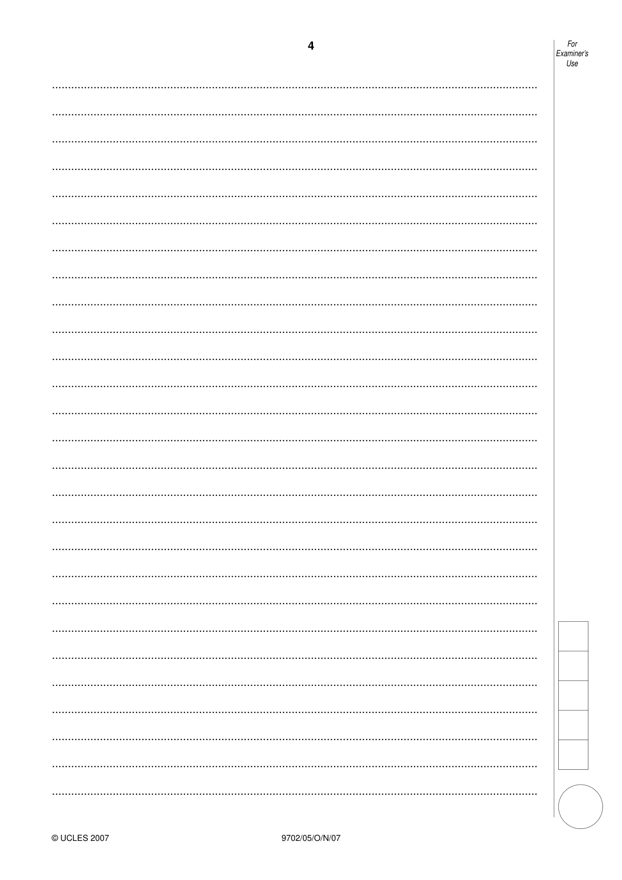 Cambridge A Level Physics 9702 2007 Oct/Nov Paper 5 · Variant 1 question paper, page 4 of 8