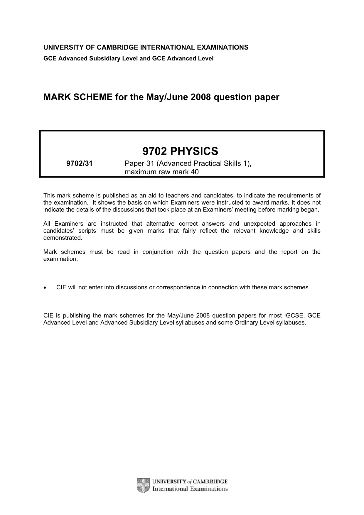 Mark scheme, page 1 of 5