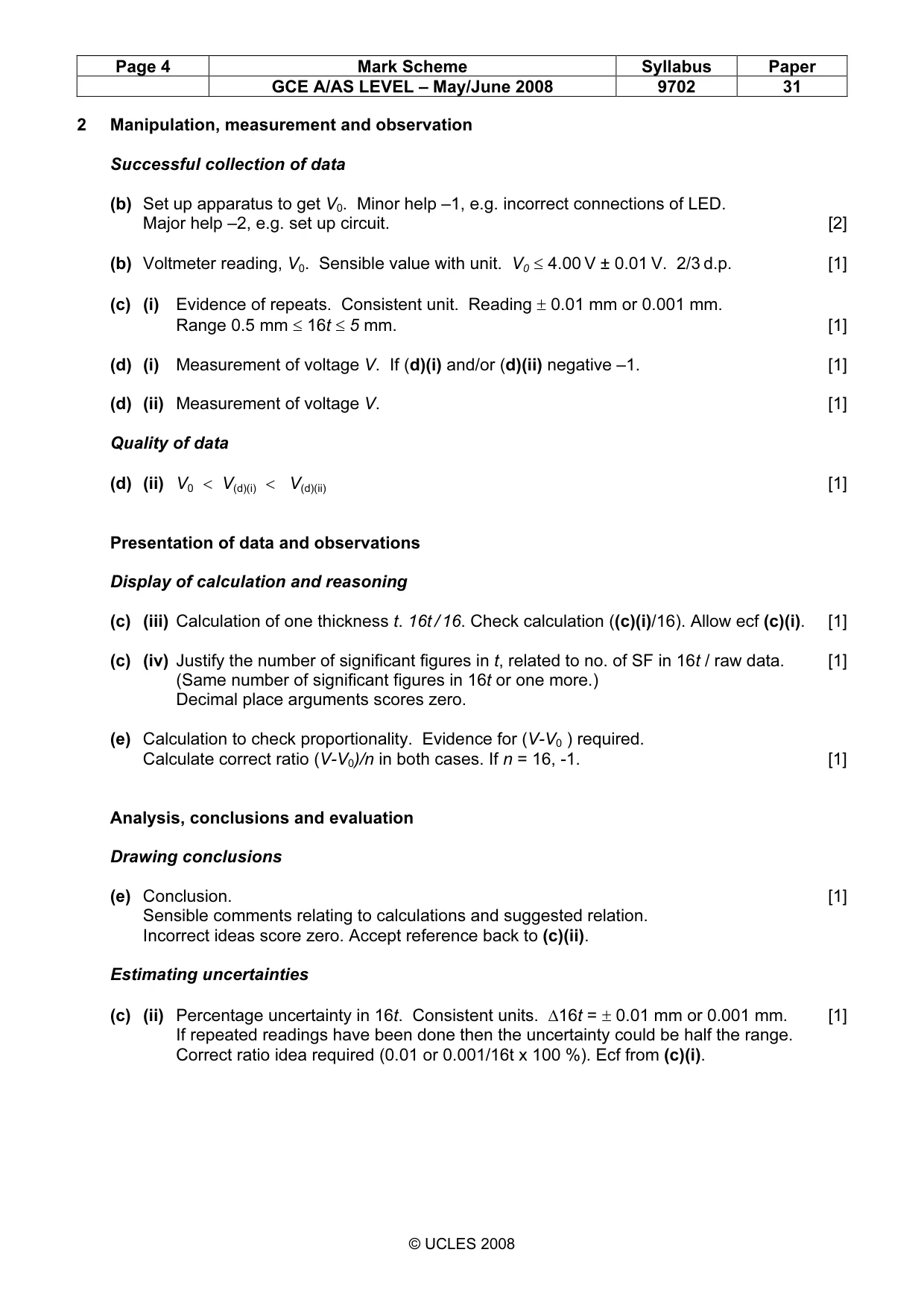 Mark scheme, page 4 of 5