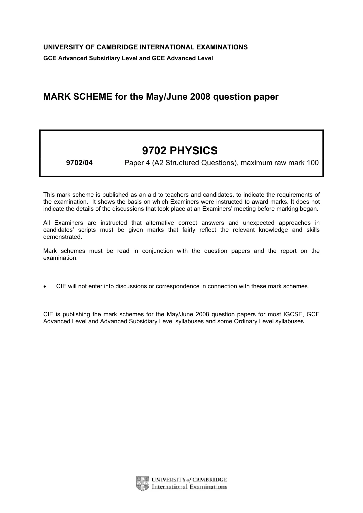 Mark scheme, page 1 of 5