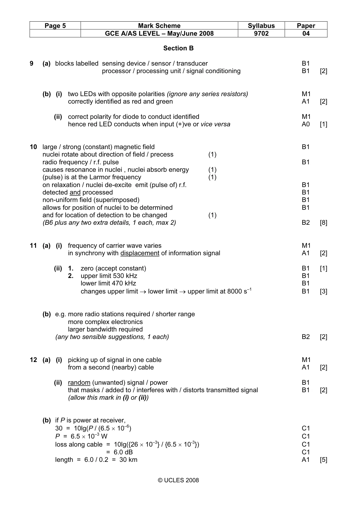 Mark scheme, page 5 of 5