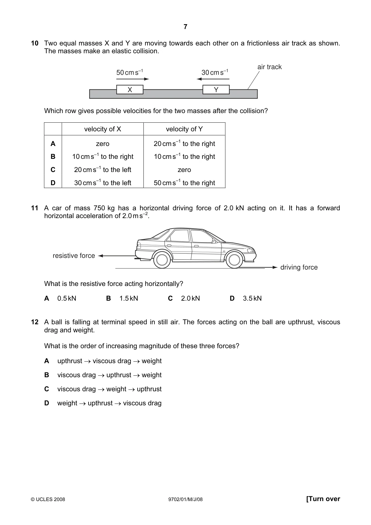 Cambridge A Level Physics 9702 2008 May/June Paper 1 · Variant 1 question paper, page 7 of 21