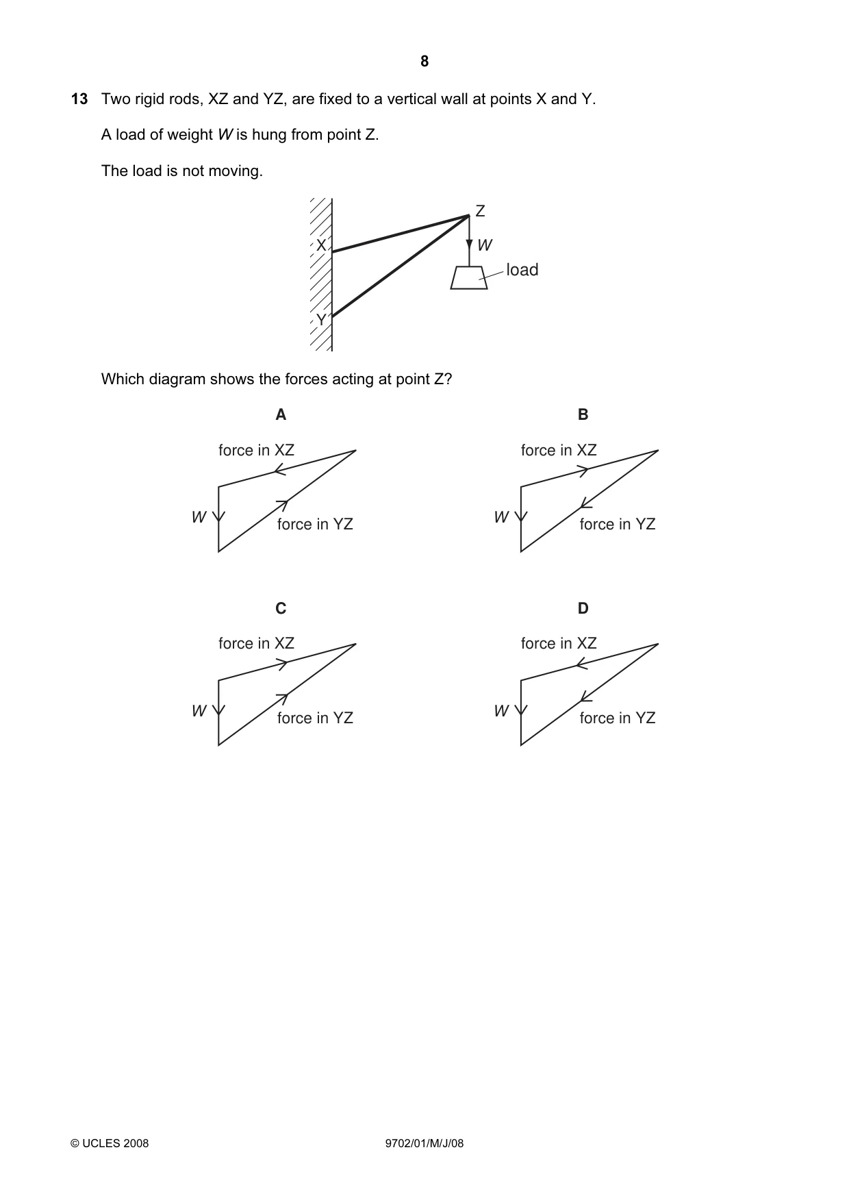 Cambridge A Level Physics 9702 2008 May/June Paper 1 · Variant 1 question paper, page 8 of 21