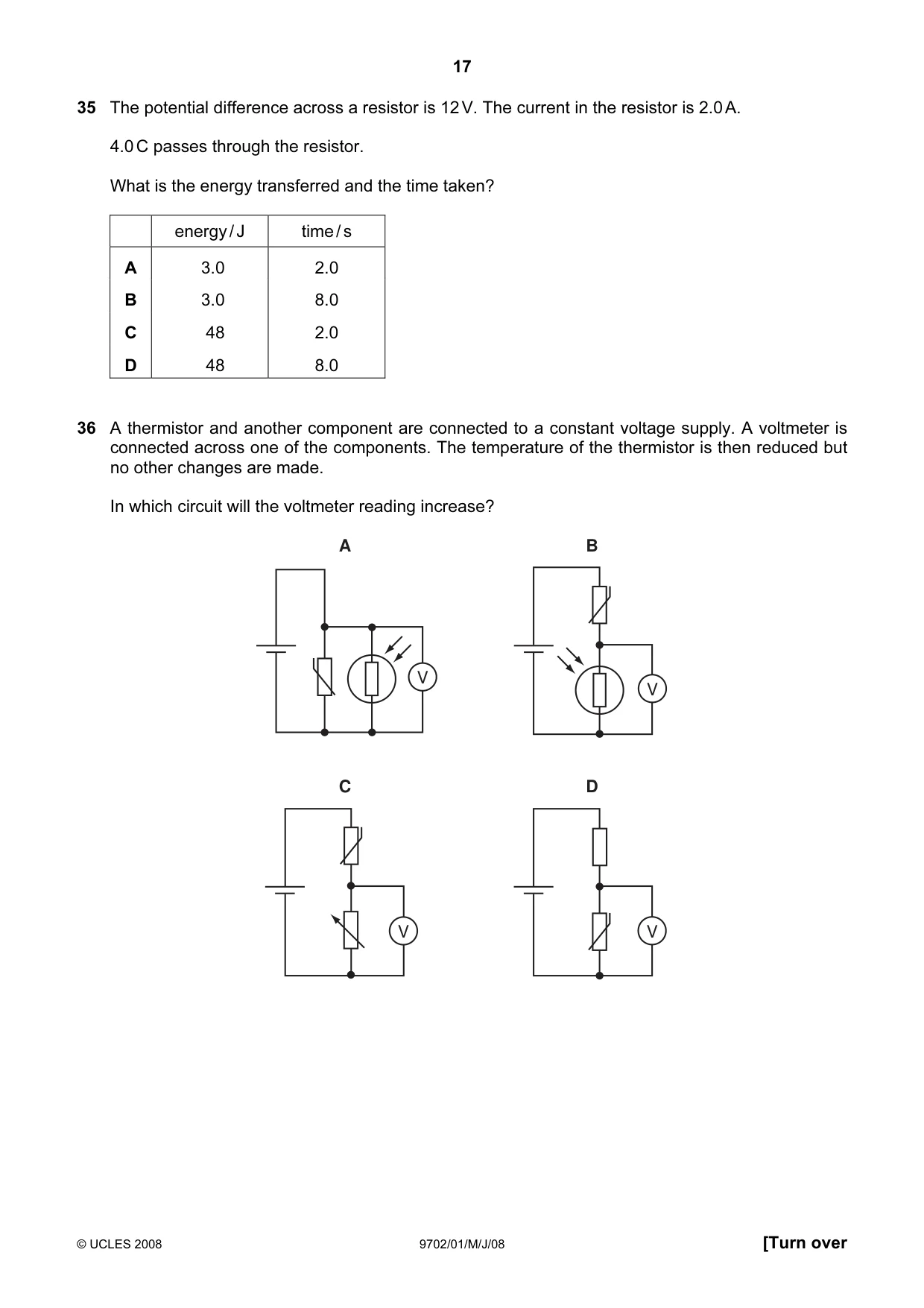 Cambridge A Level Physics 9702 2008 May/June Paper 1 · Variant 1 question paper, page 17 of 21