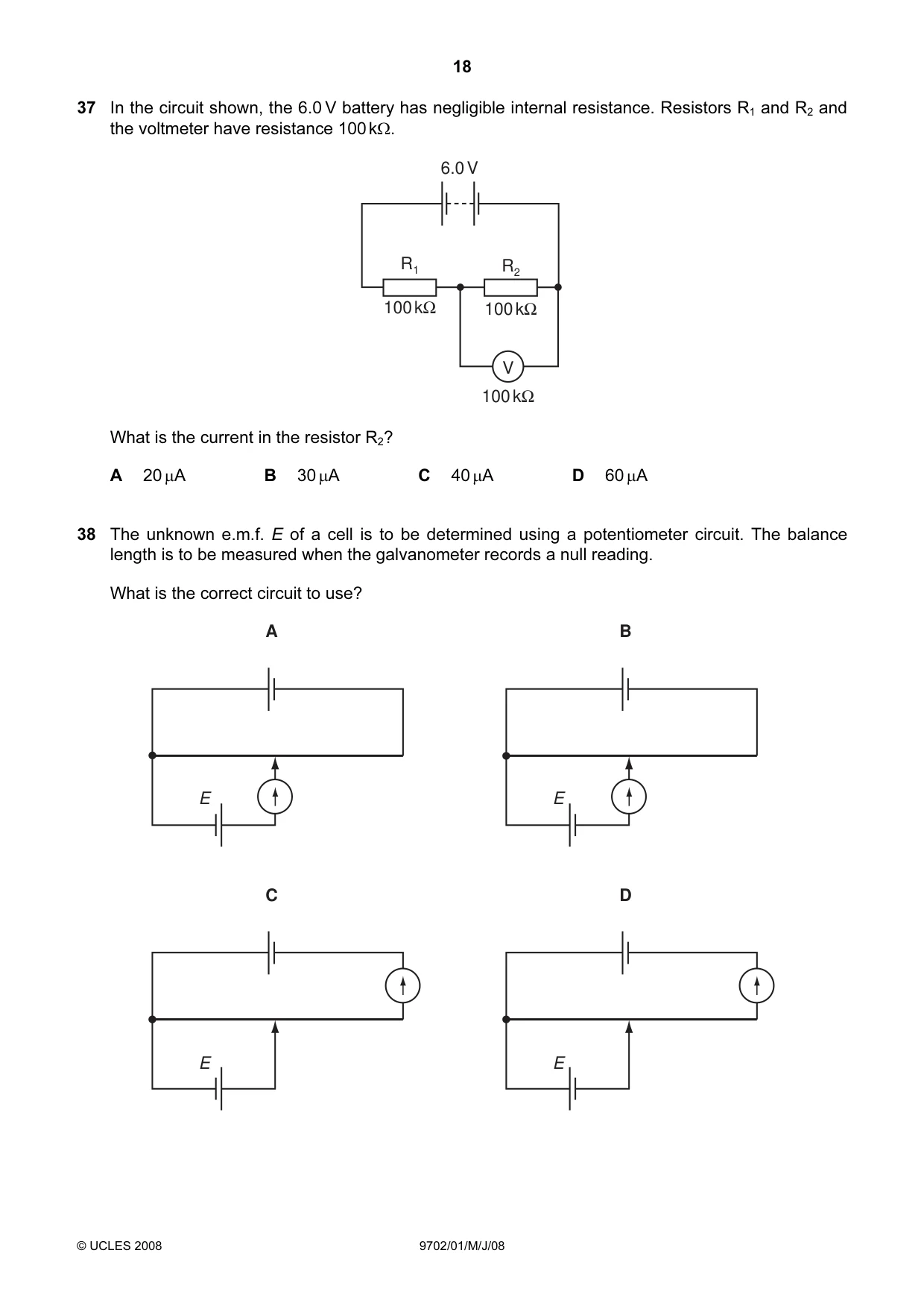 Cambridge A Level Physics 9702 2008 May/June Paper 1 · Variant 1 question paper, page 18 of 21