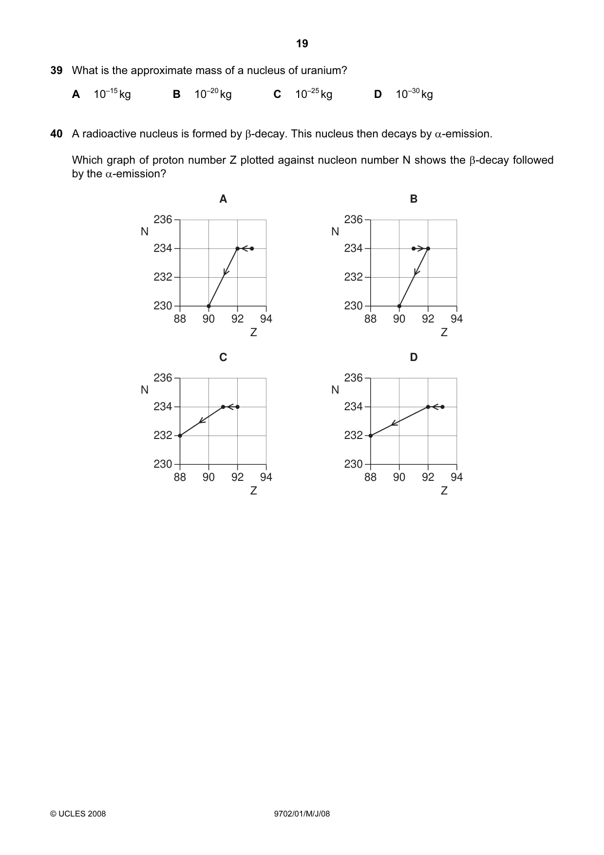 Cambridge A Level Physics 9702 2008 May/June Paper 1 · Variant 1 question paper, page 19 of 21