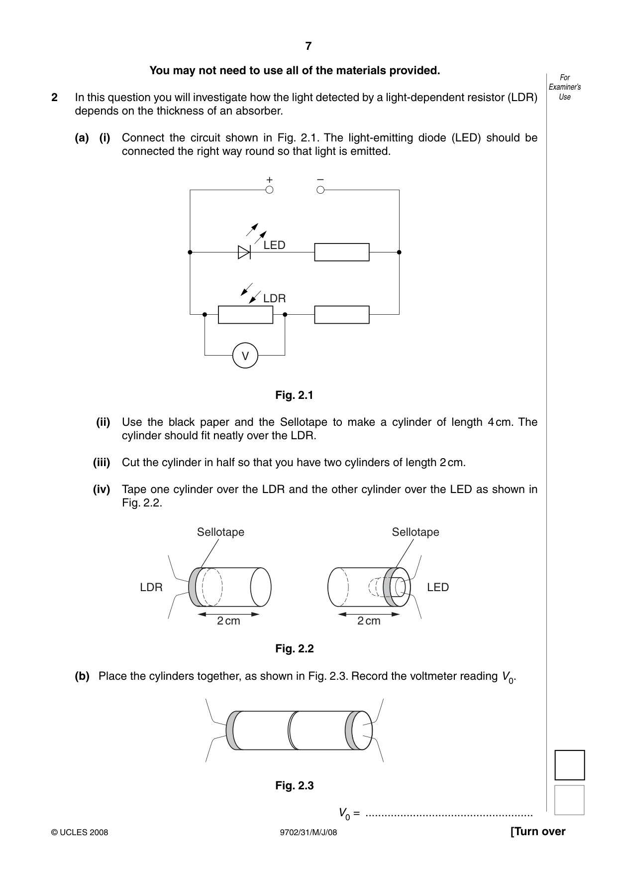Cambridge A Level Physics 9702 2008 May/June Paper 3 · Variant 1 question paper, page 7 of 12