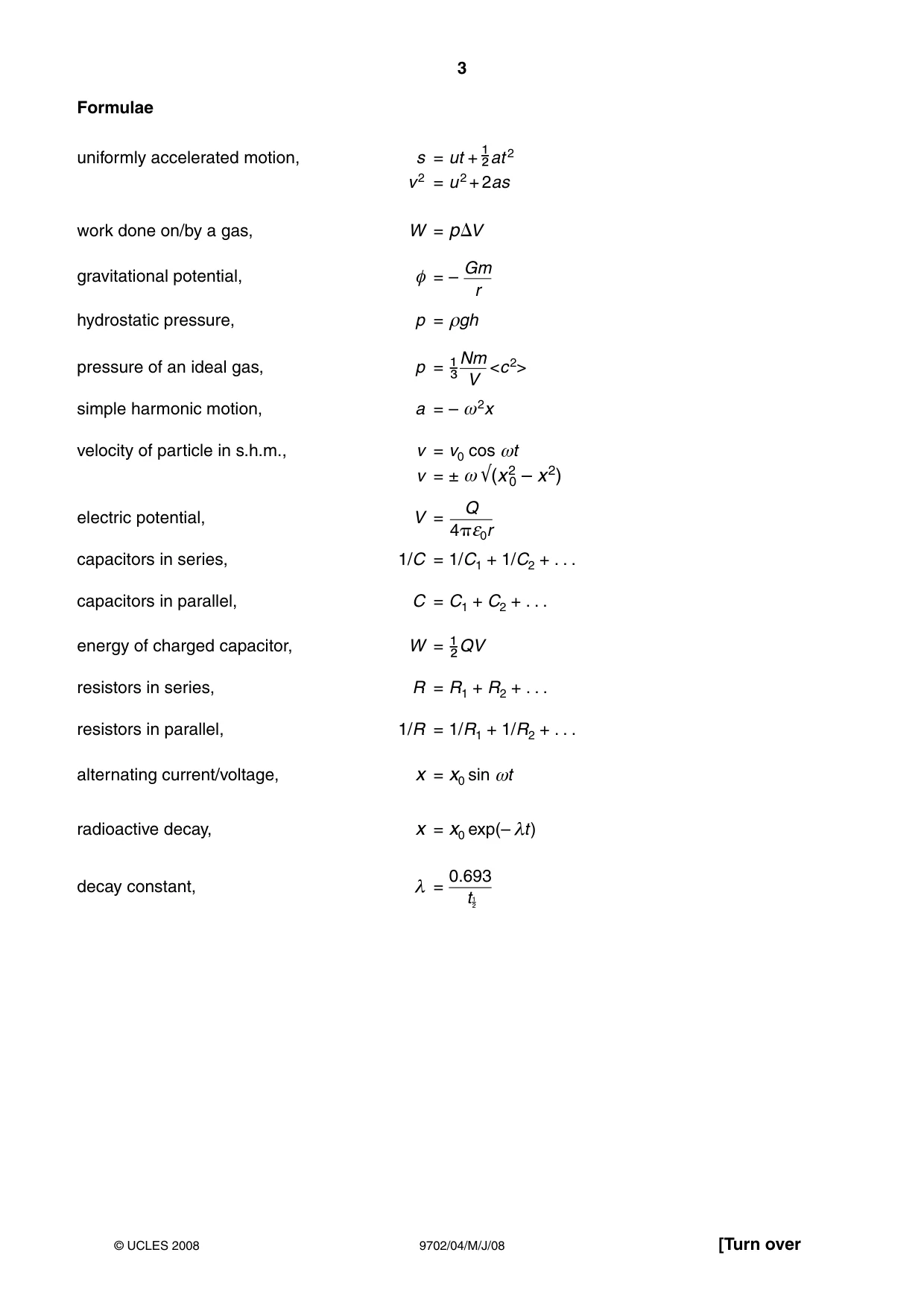 Cambridge A Level Physics 9702 2008 May/June Paper 4 · Variant 1 question paper, page 3 of 24