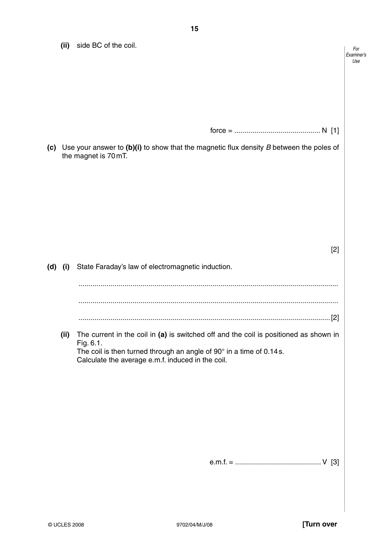 Cambridge A Level Physics 9702 2008 May/June Paper 4 · Variant 1 question paper, page 15 of 24