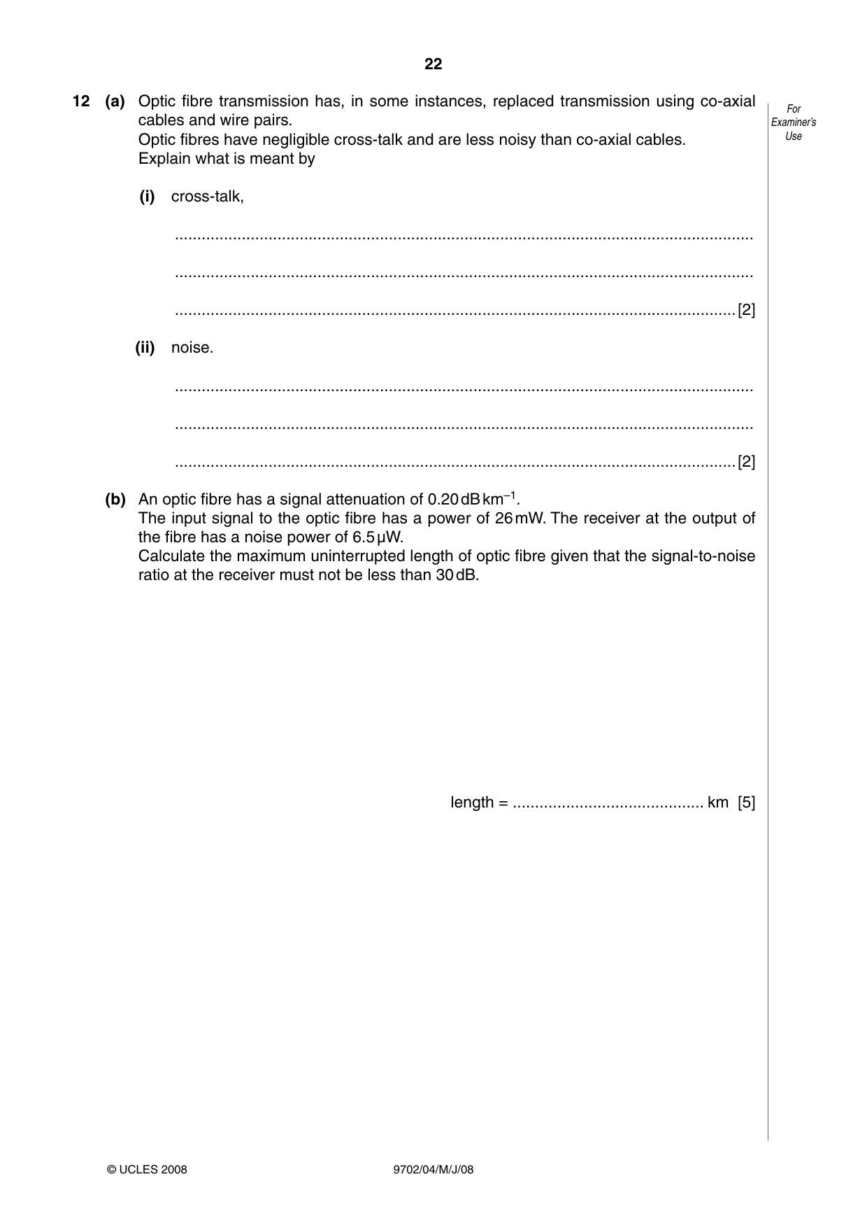 Cambridge A Level Physics 9702 2008 May/June Paper 4 · Variant 1 question paper, page 22 of 24