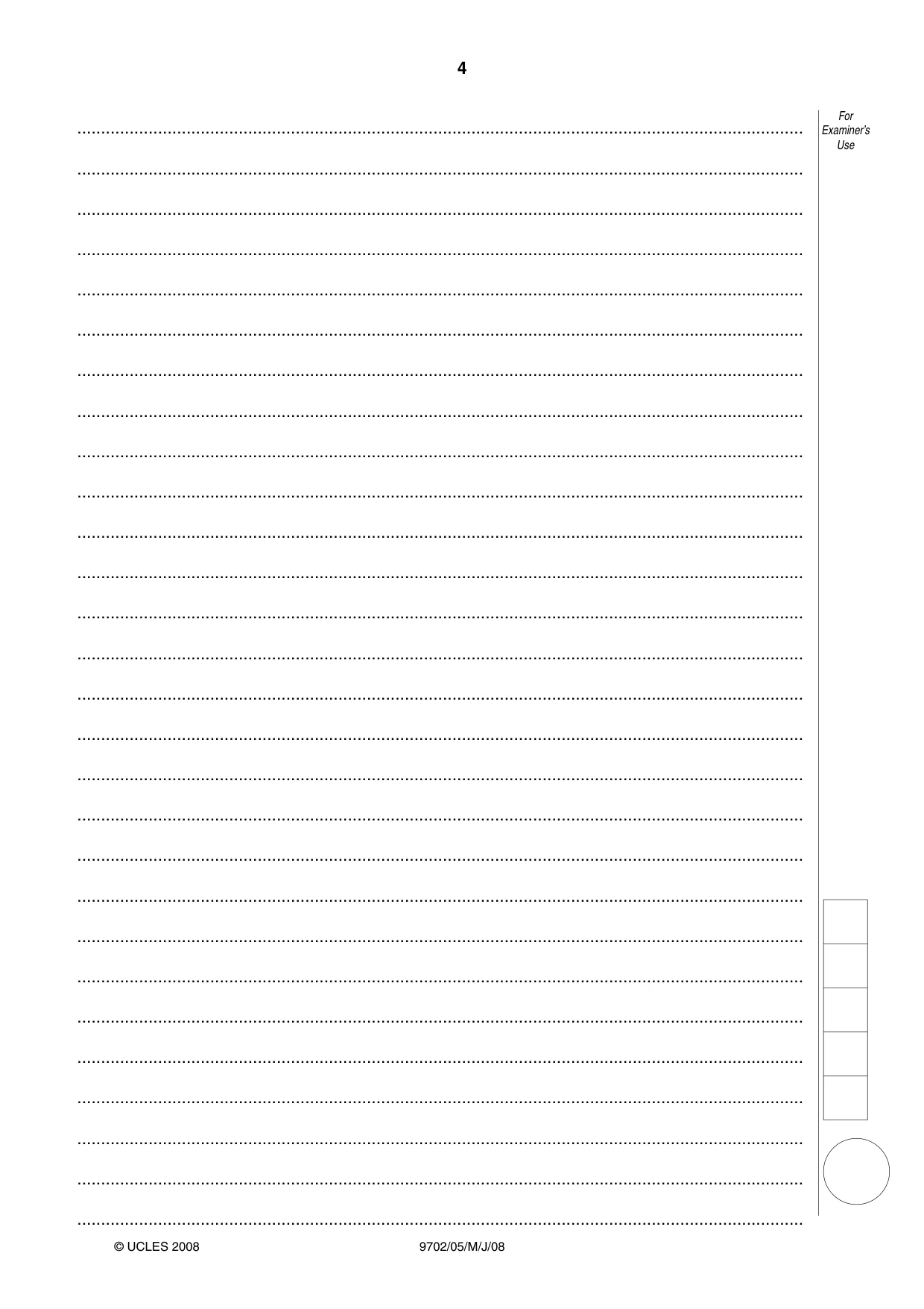 Cambridge A Level Physics 9702 2008 May/June Paper 5 · Variant 1 question paper, page 4 of 8