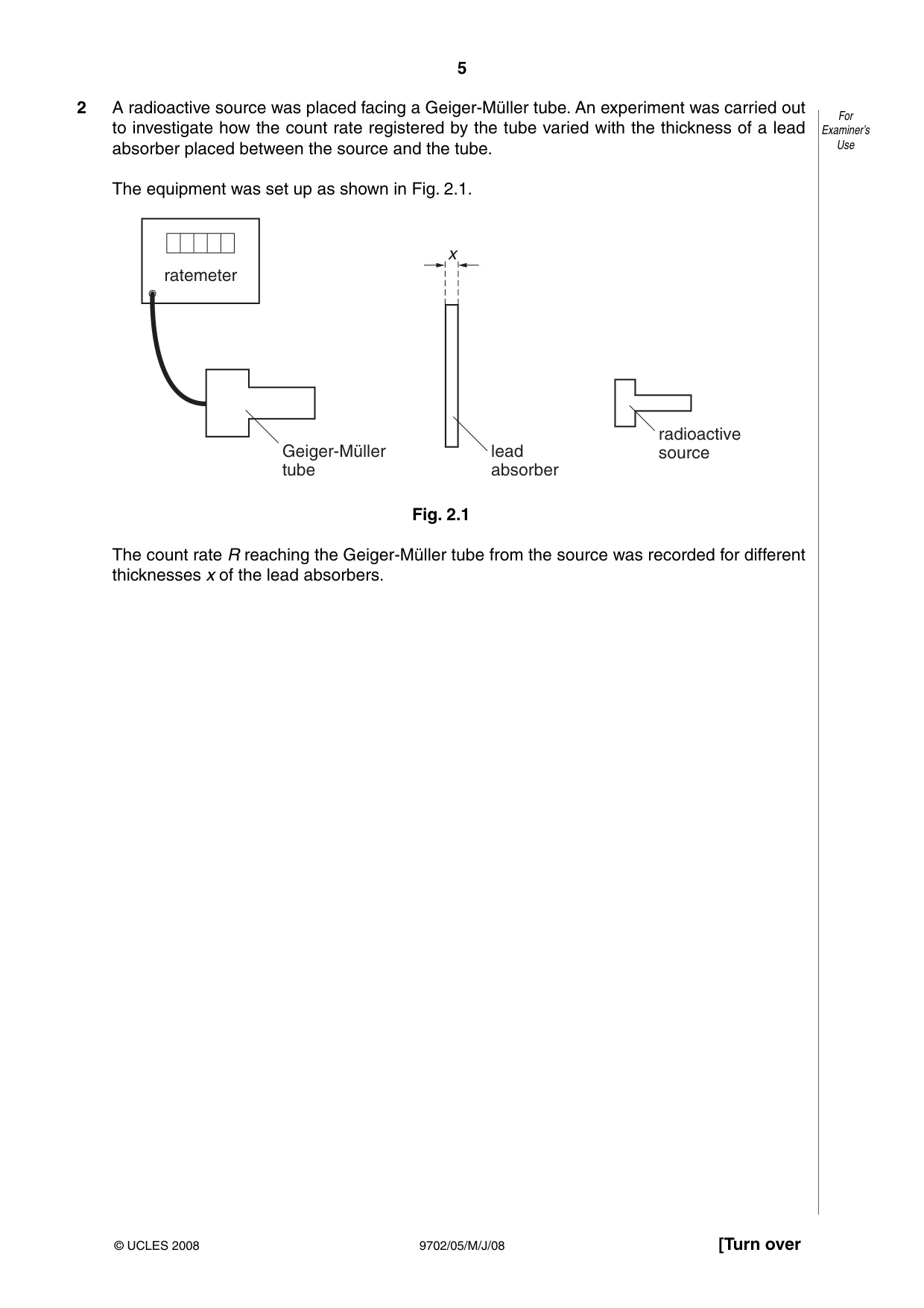Cambridge A Level Physics 9702 2008 May/June Paper 5 · Variant 1 question paper, page 5 of 8