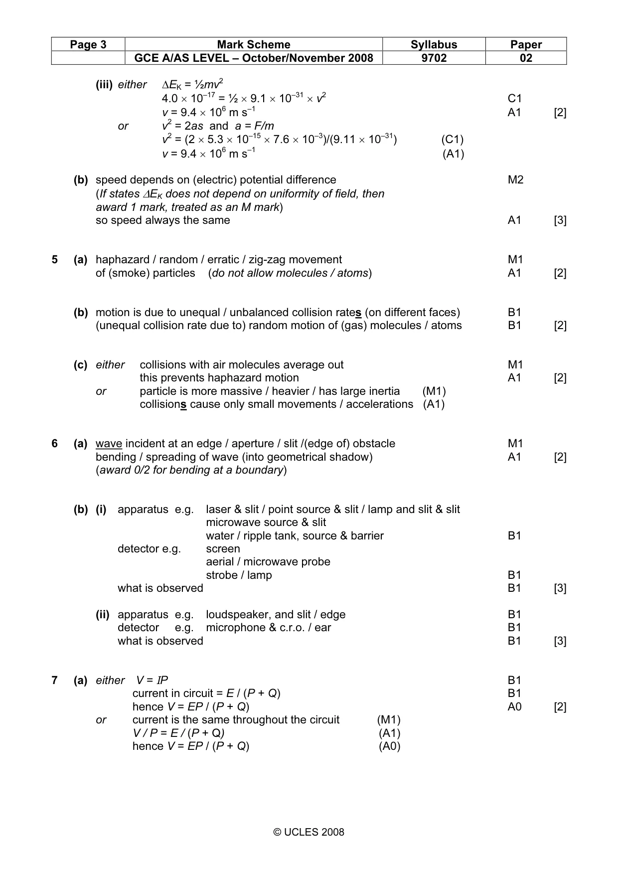 Mark scheme, page 3 of 4