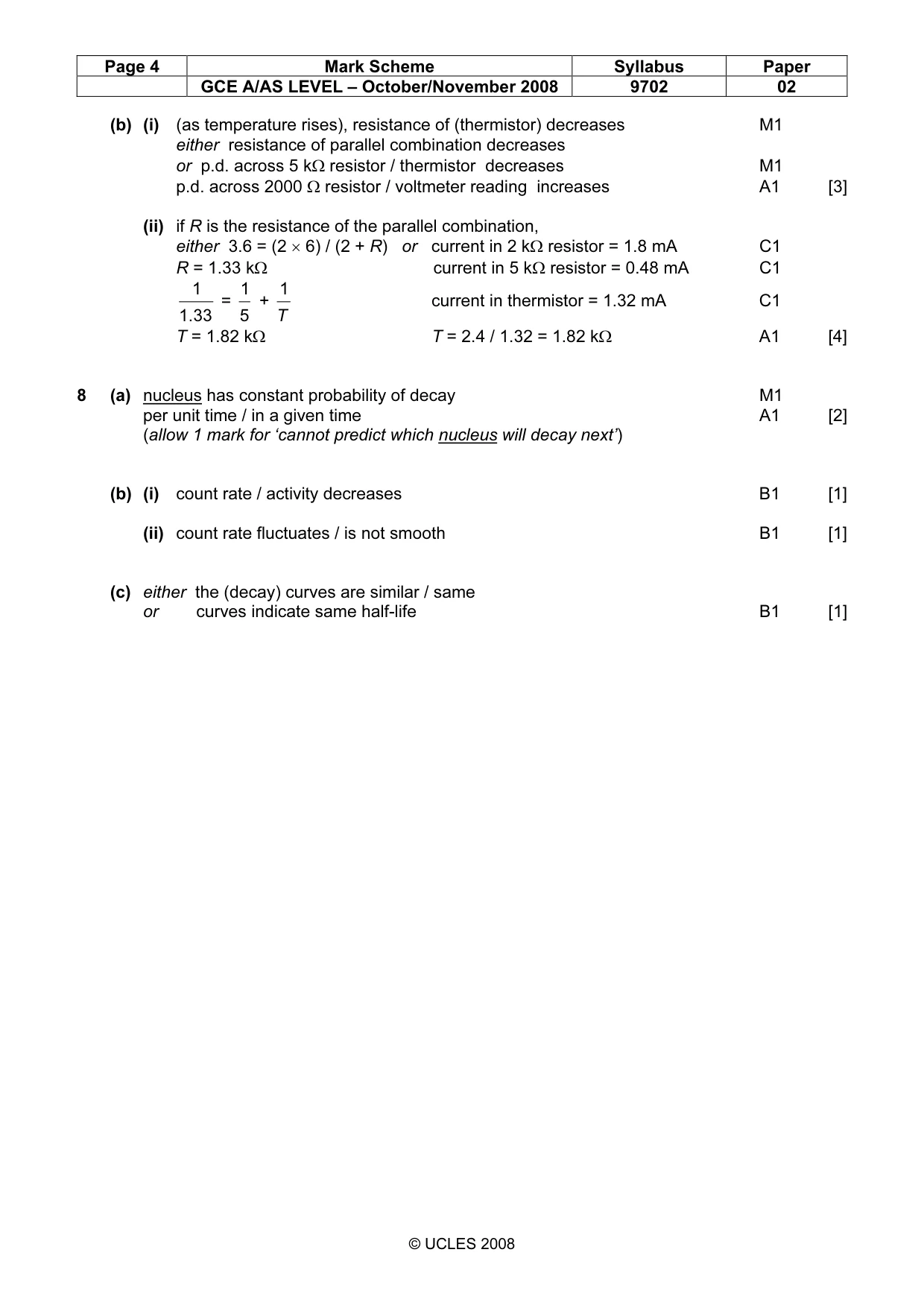 Mark scheme, page 4 of 4
