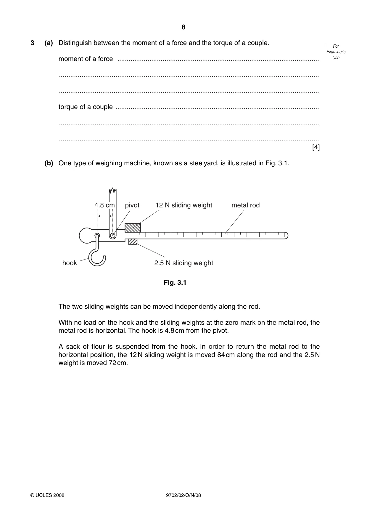Cambridge A Level Physics 9702 2008 Oct/Nov Paper 2 · Variant 1 question paper, page 8 of 20