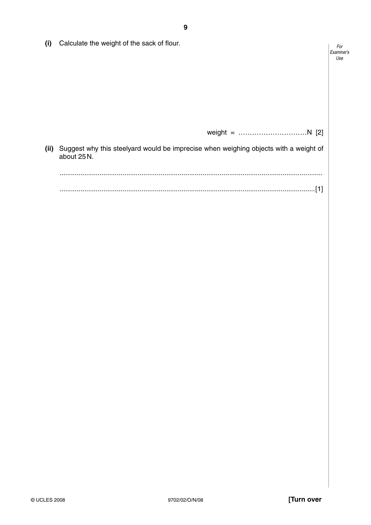 Cambridge A Level Physics 9702 2008 Oct/Nov Paper 2 · Variant 1 question paper, page 9 of 20
