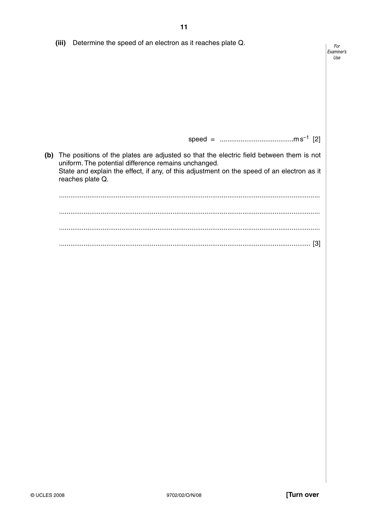 Cambridge A Level Physics 9702 2008 Oct/Nov Paper 2 · Variant 1 question paper, page 11 of 20