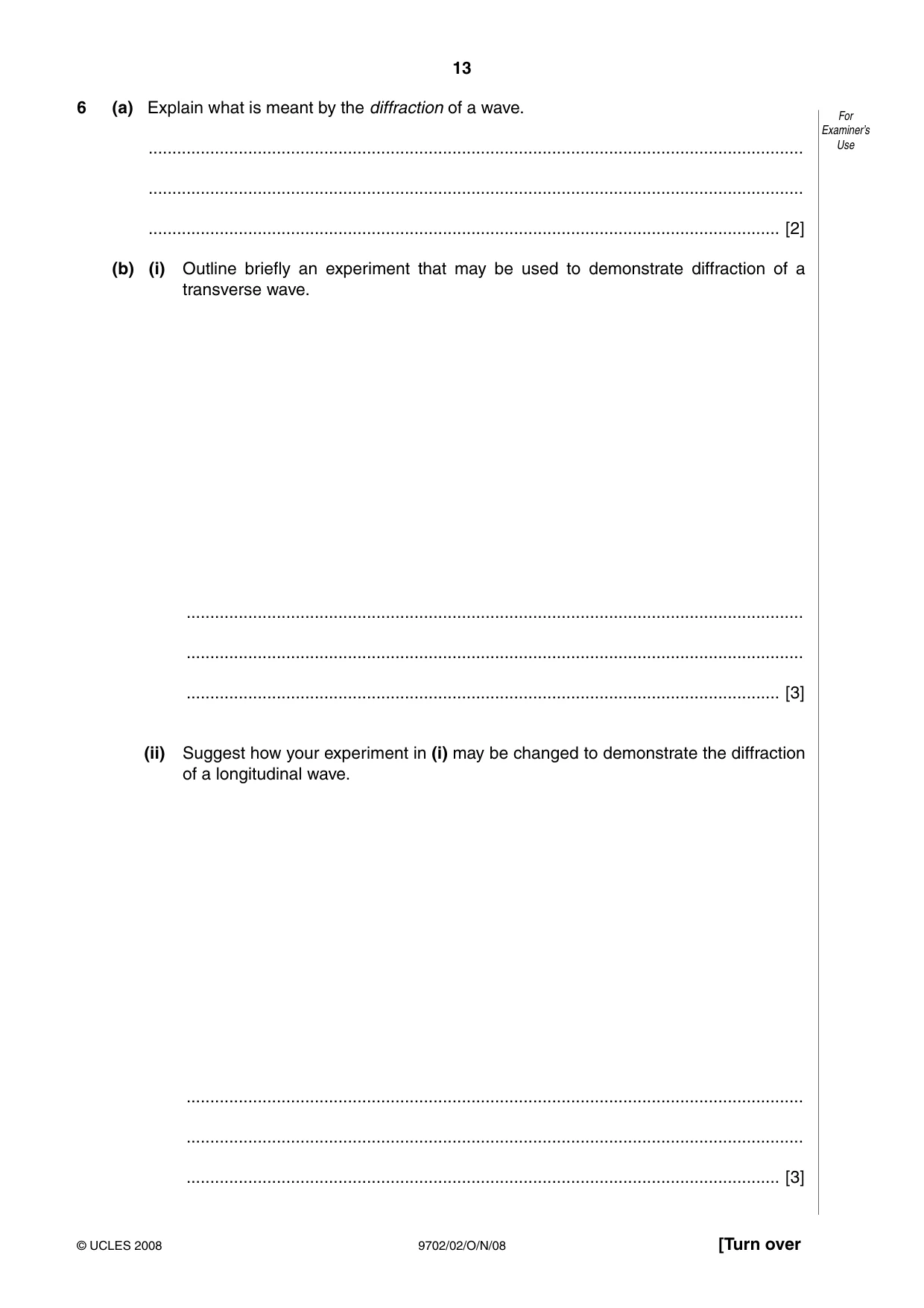 Cambridge A Level Physics 9702 2008 Oct/Nov Paper 2 · Variant 1 question paper, page 13 of 20