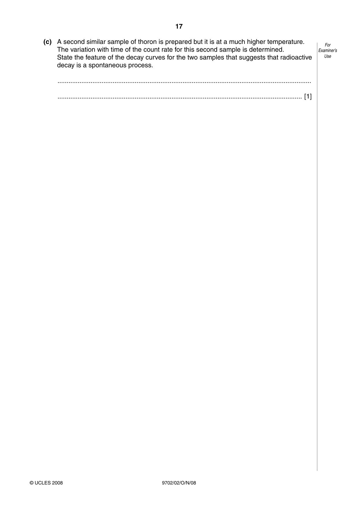Cambridge A Level Physics 9702 2008 Oct/Nov Paper 2 · Variant 1 question paper, page 17 of 20