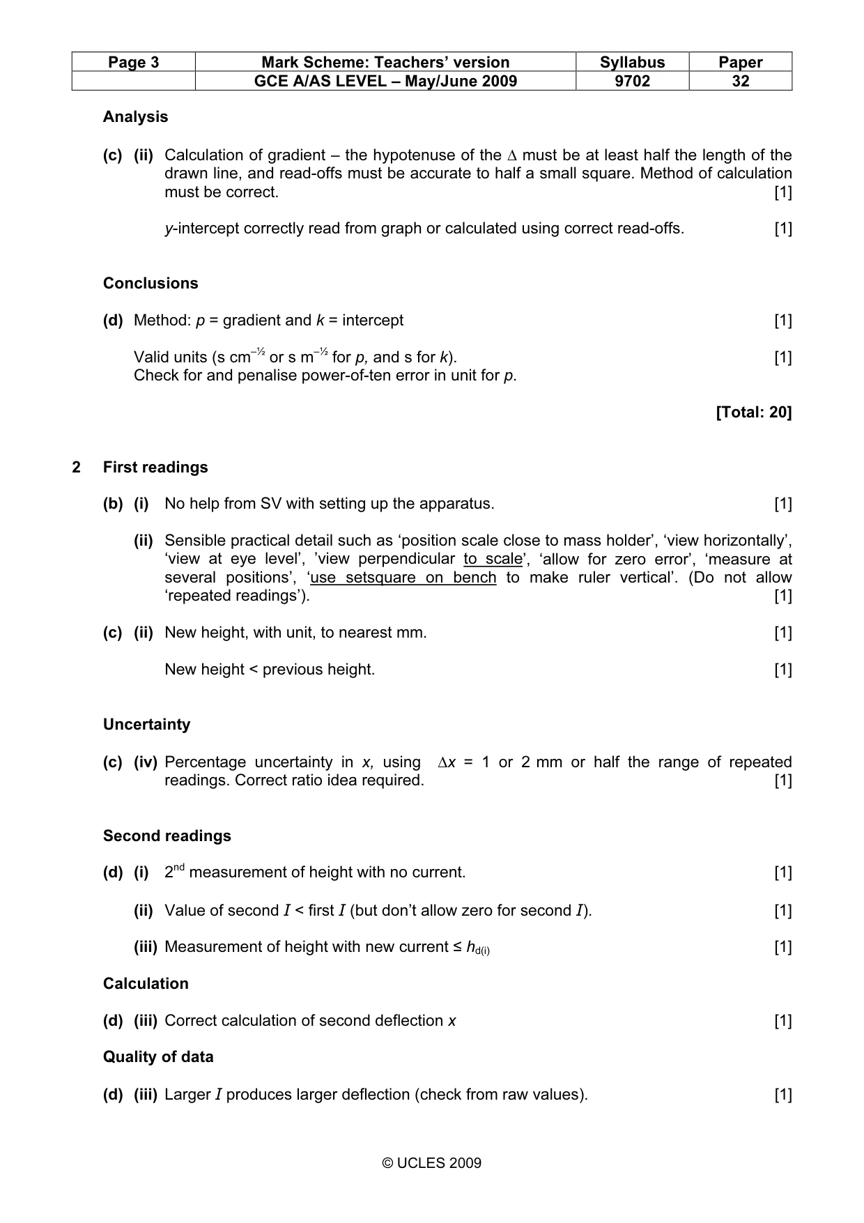 Mark scheme, page 3 of 4