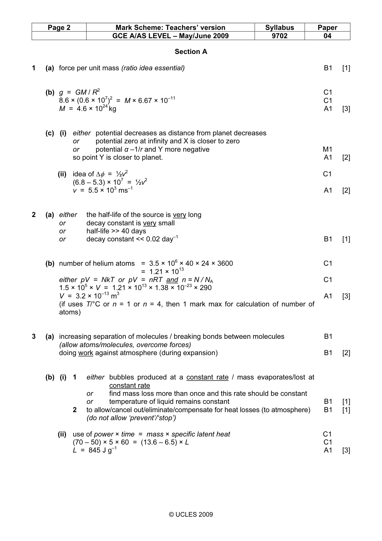 Mark scheme, page 2 of 6