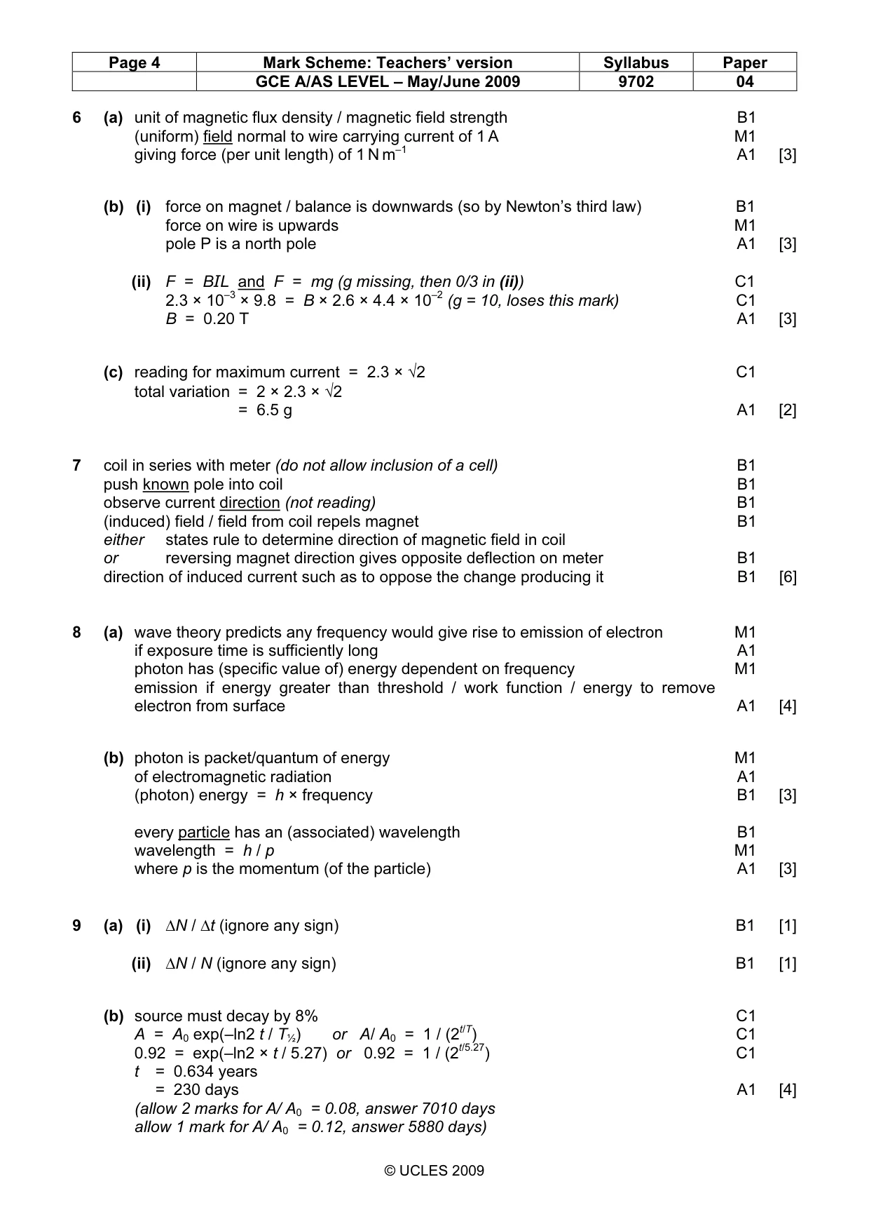 Mark scheme, page 4 of 6