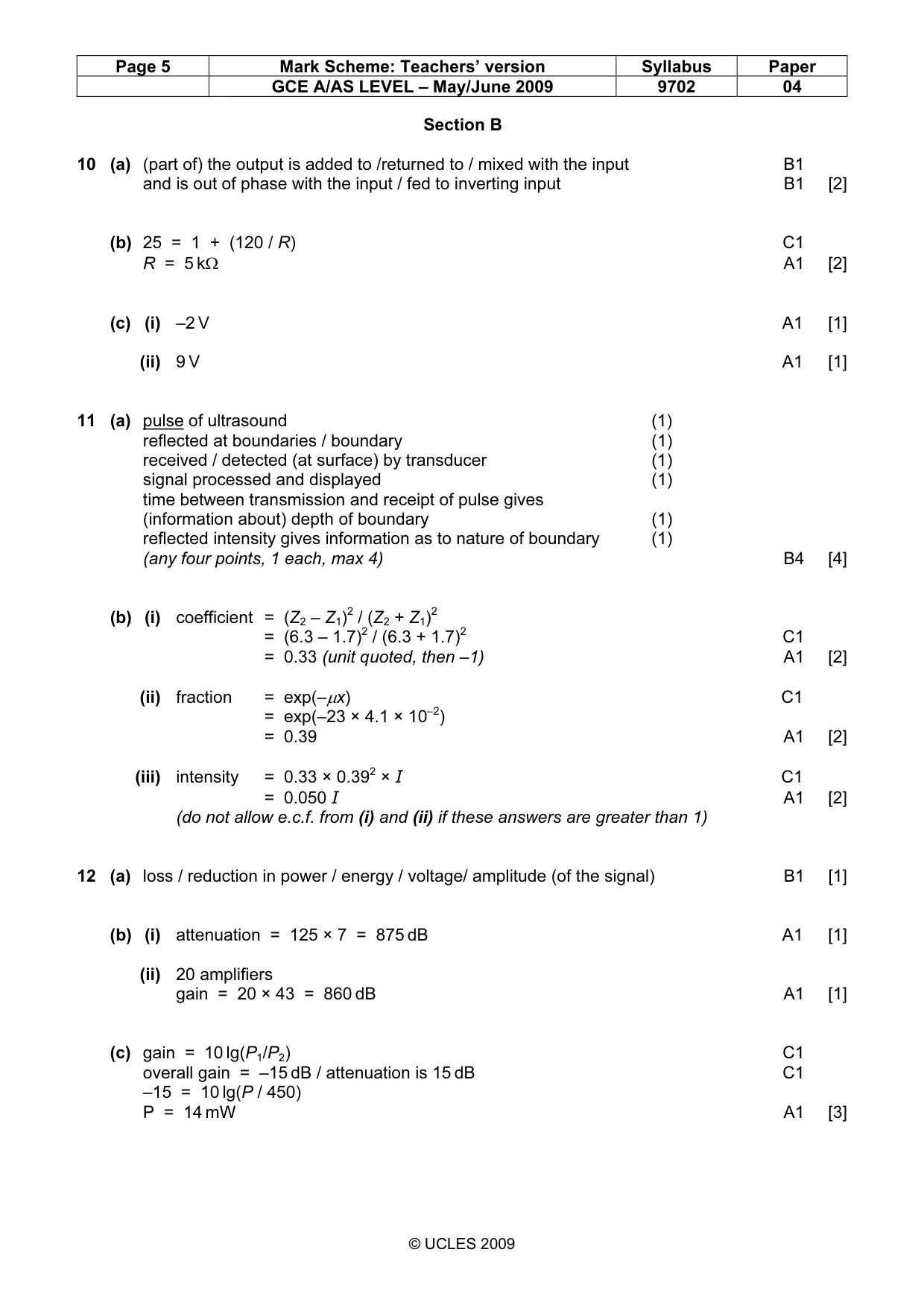 Mark scheme, page 5 of 6