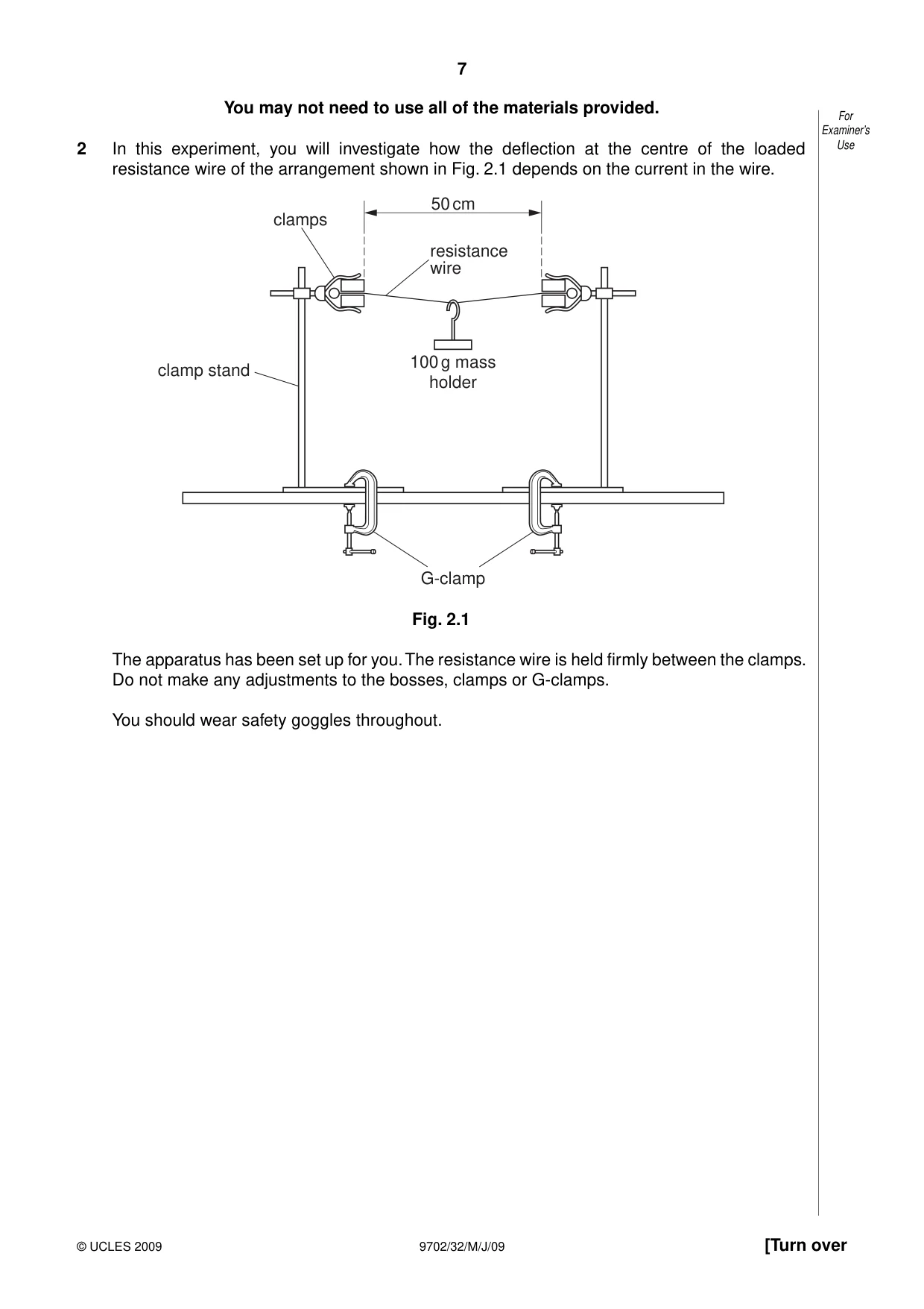 Cambridge A Level Physics 9702 2009 May/June Paper 3 · Variant 2 question paper, page 7 of 12