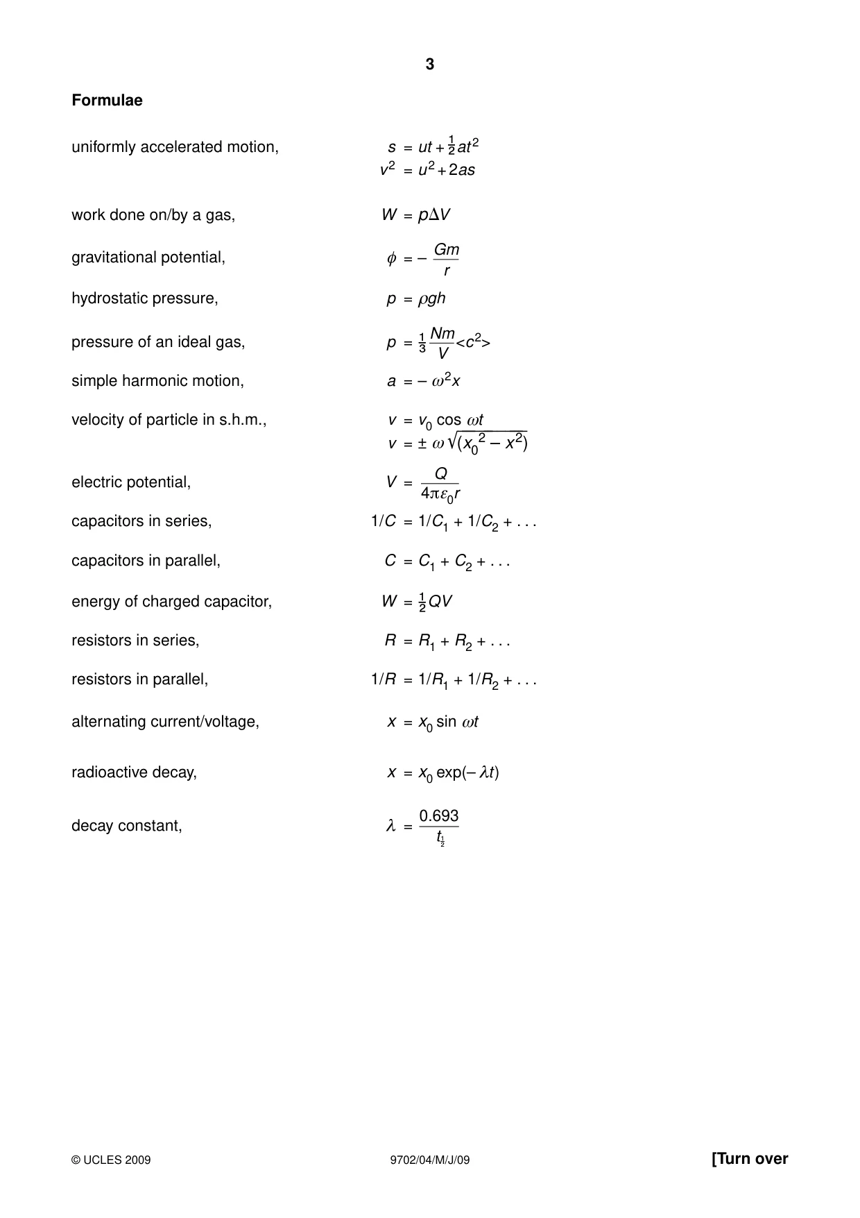 Cambridge A Level Physics 9702 2009 May/June Paper 4 · Variant 1 question paper, page 3 of 24