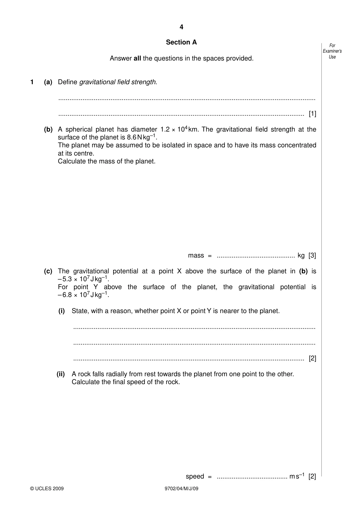 Cambridge A Level Physics 9702 2009 May/June Paper 4 · Variant 1 question paper, page 4 of 24