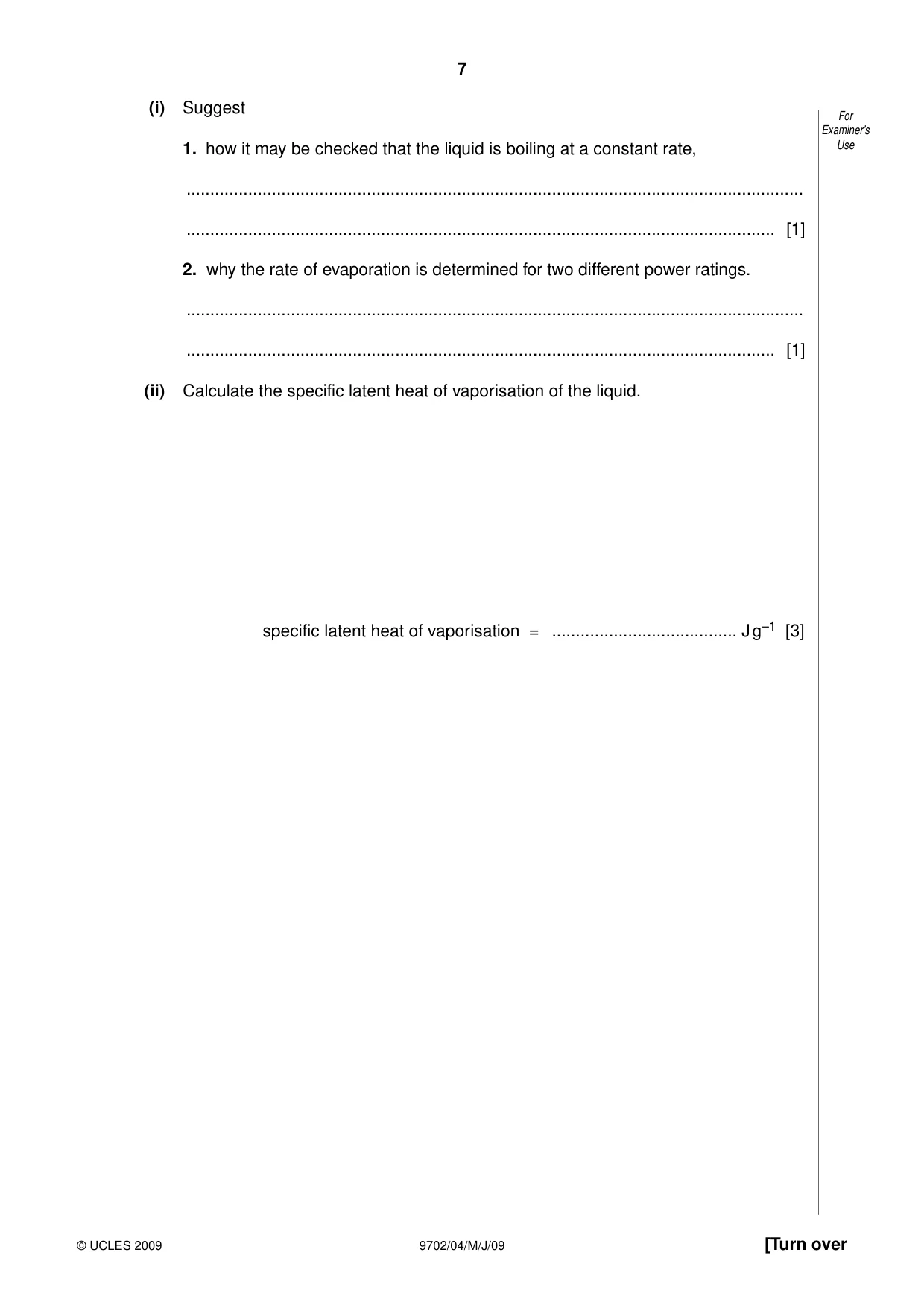 Cambridge A Level Physics 9702 2009 May/June Paper 4 · Variant 1 question paper, page 7 of 24