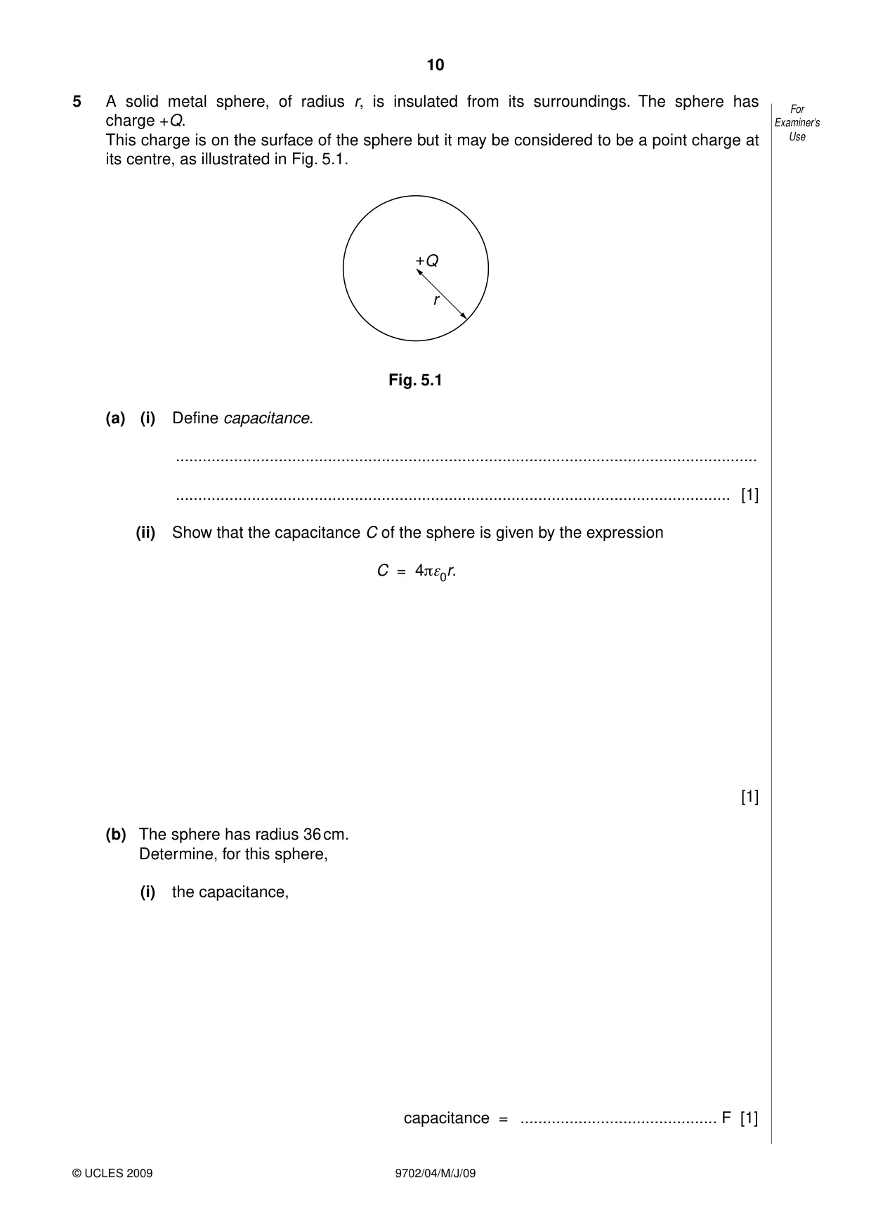 Cambridge A Level Physics 9702 2009 May/June Paper 4 · Variant 1 question paper, page 10 of 24