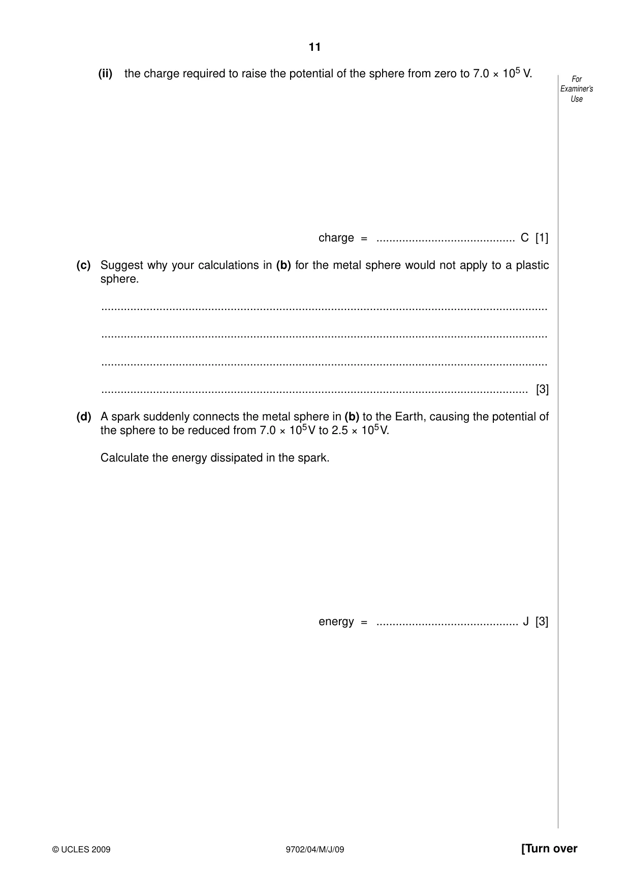 Cambridge A Level Physics 9702 2009 May/June Paper 4 · Variant 1 question paper, page 11 of 24