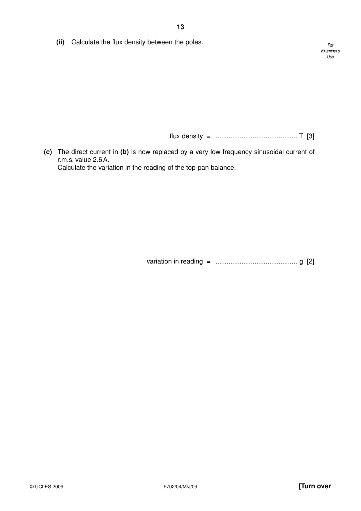 Cambridge A Level Physics 9702 2009 May/June Paper 4 · Variant 1 question paper, page 13 of 24