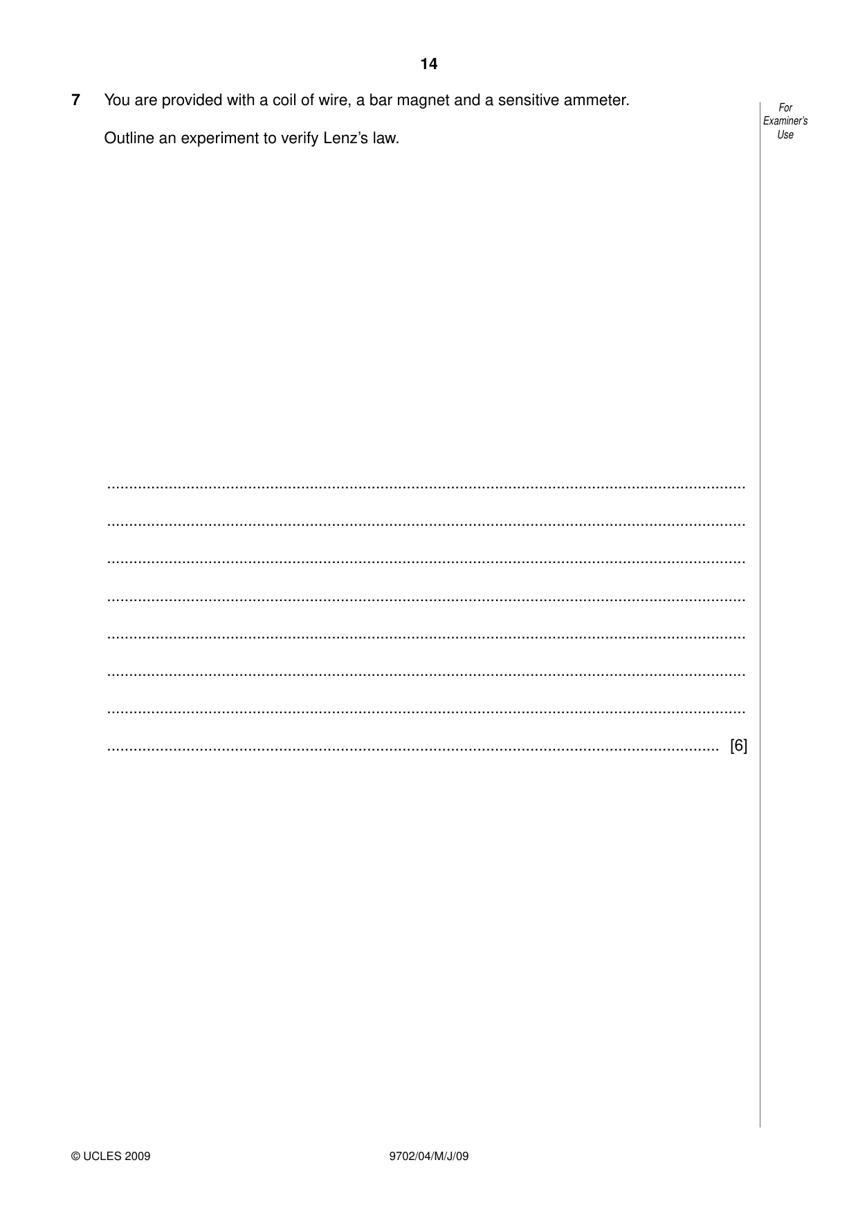 Cambridge A Level Physics 9702 2009 May/June Paper 4 · Variant 1 question paper, page 14 of 24
