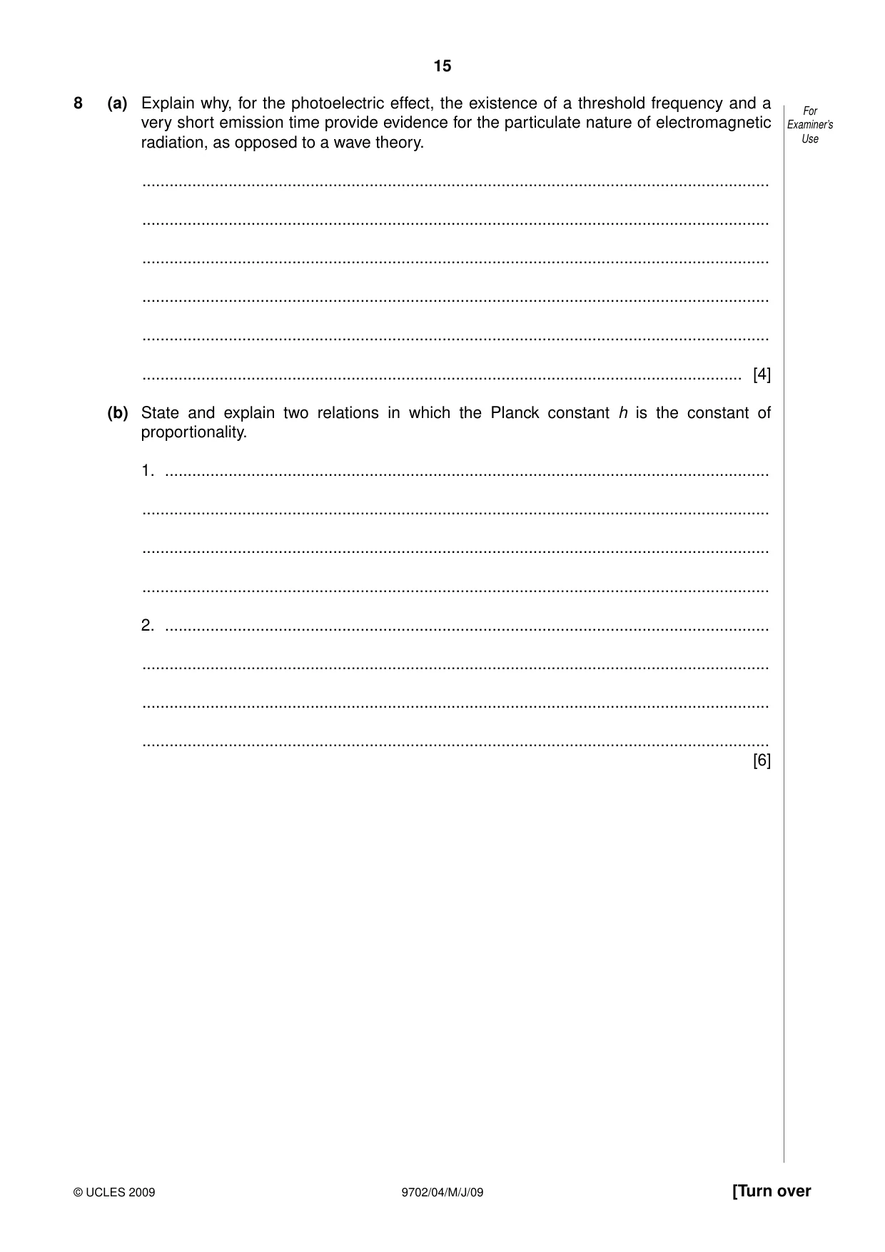 Cambridge A Level Physics 9702 2009 May/June Paper 4 · Variant 1 question paper, page 15 of 24
