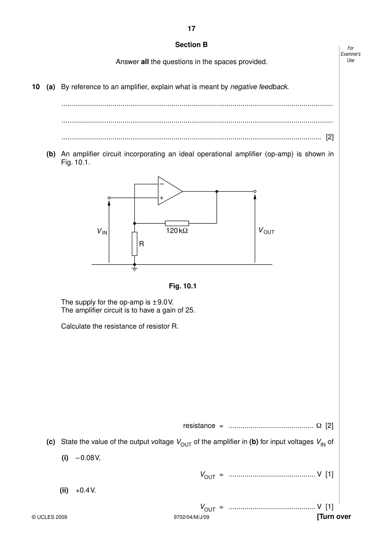 Cambridge A Level Physics 9702 2009 May/June Paper 4 · Variant 1 question paper, page 17 of 24