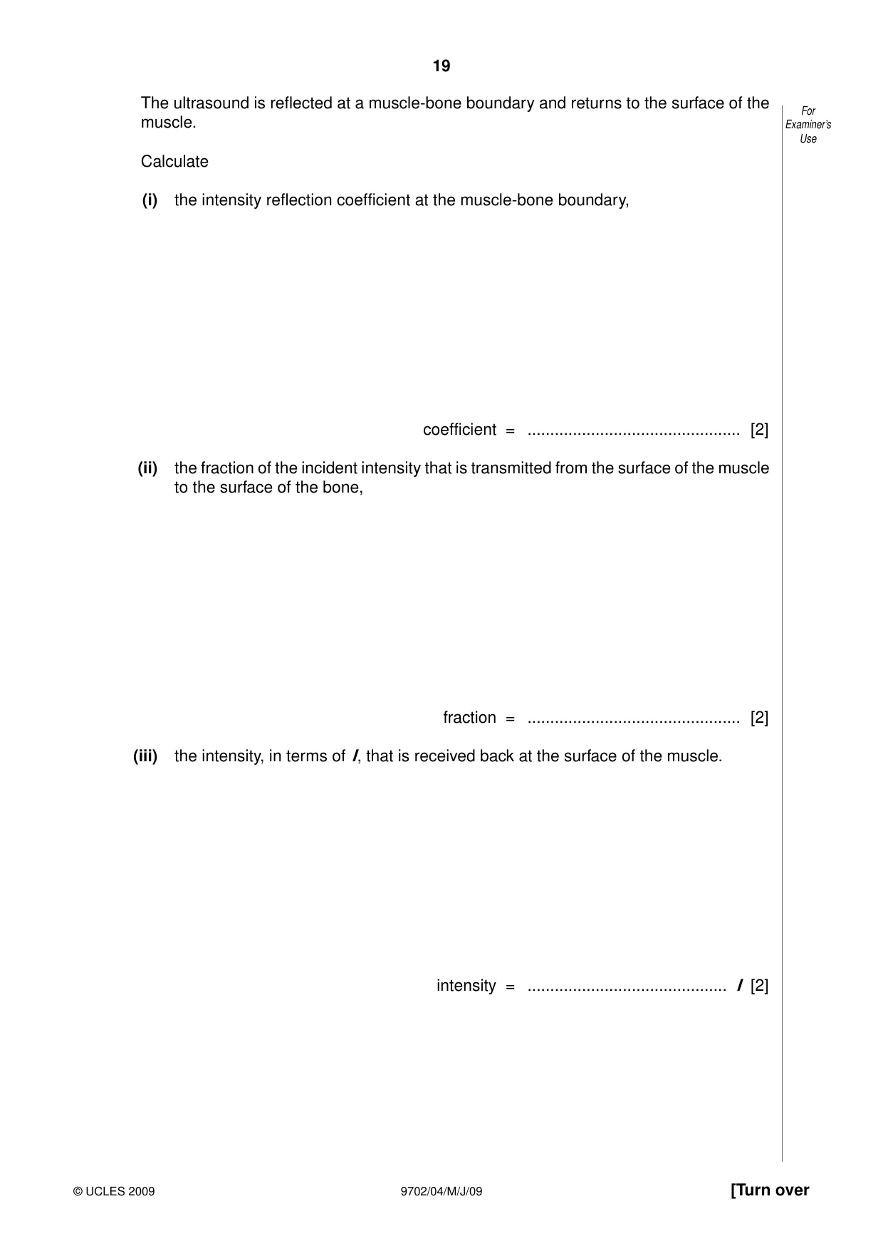 Cambridge A Level Physics 9702 2009 May/June Paper 4 · Variant 1 question paper, page 19 of 24