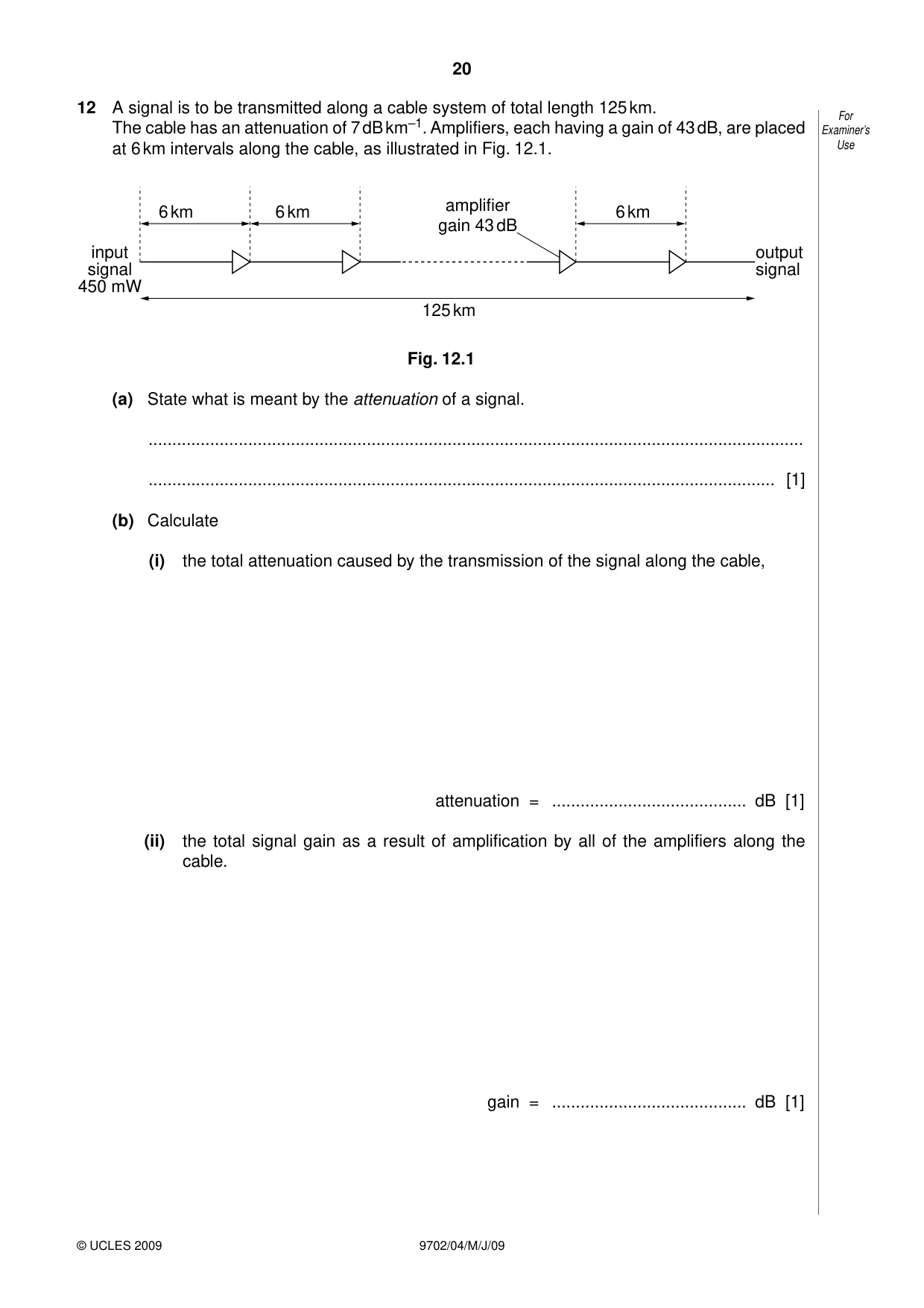 Cambridge A Level Physics 9702 2009 May/June Paper 4 · Variant 1 question paper, page 20 of 24