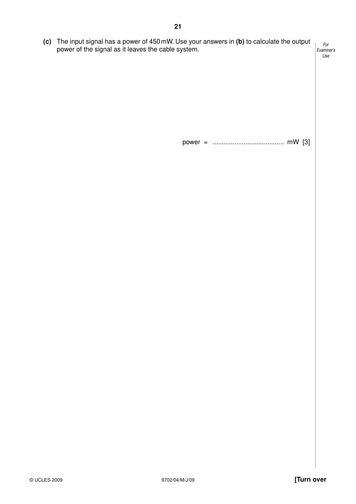 Cambridge A Level Physics 9702 2009 May/June Paper 4 · Variant 1 question paper, page 21 of 24
