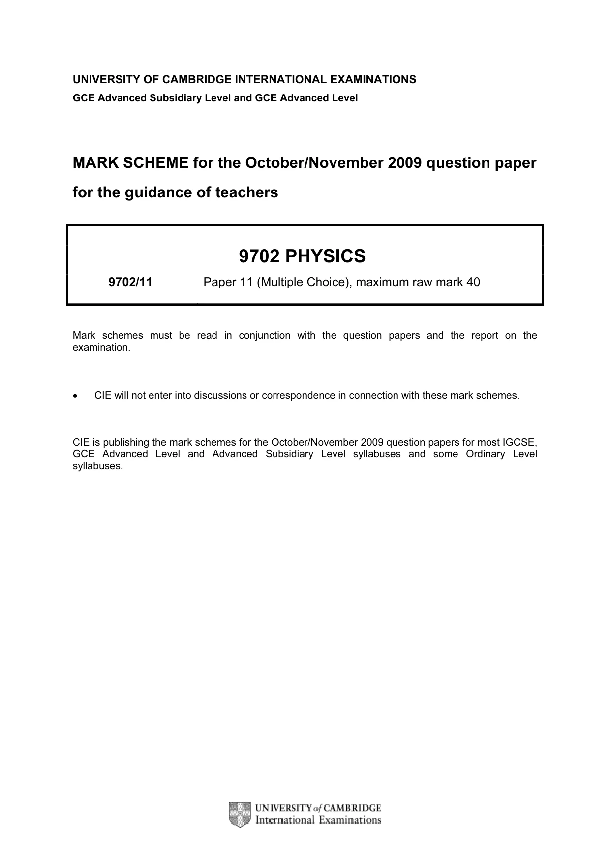 Mark scheme, page 1 of 2