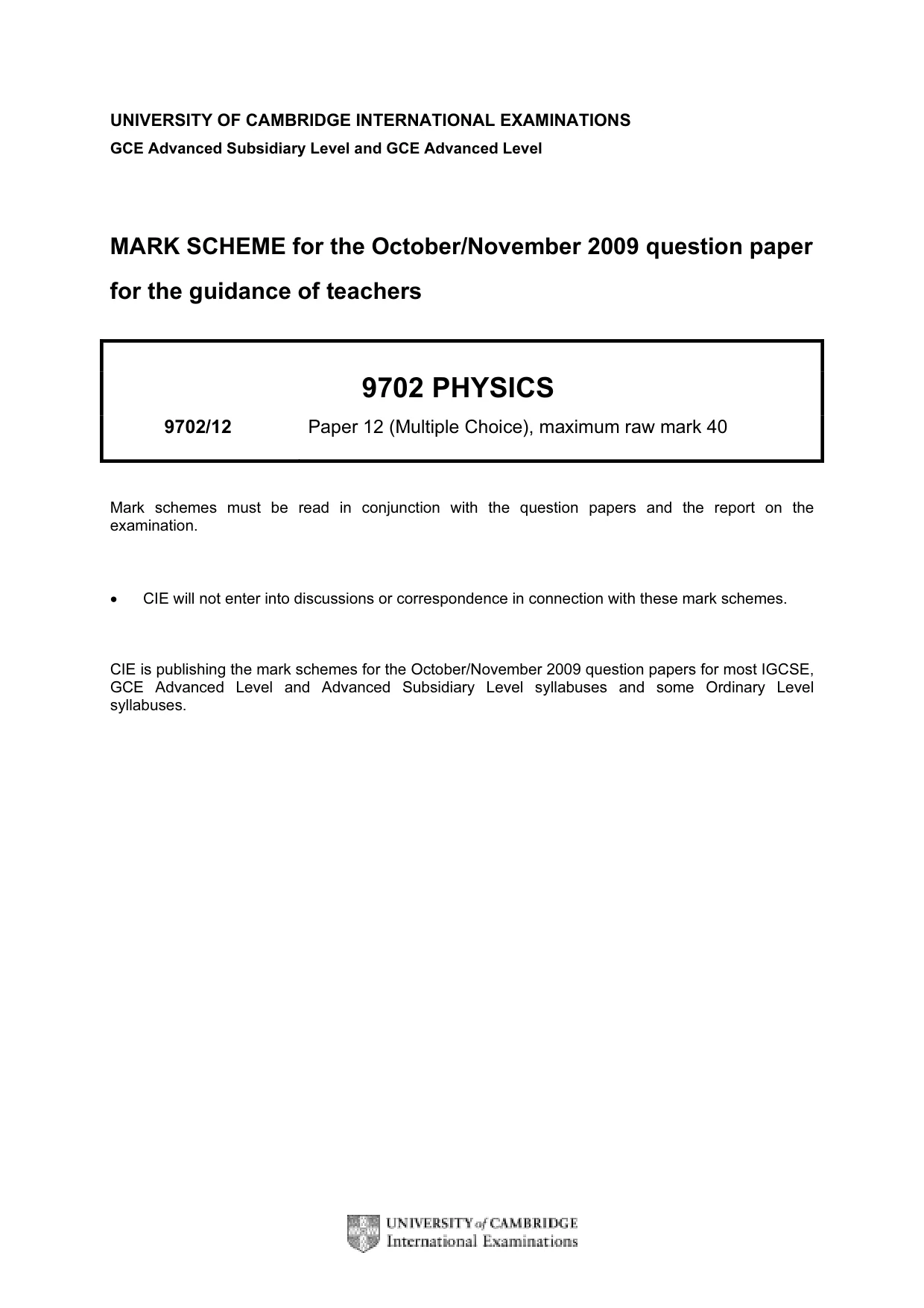 Mark scheme, page 1 of 2