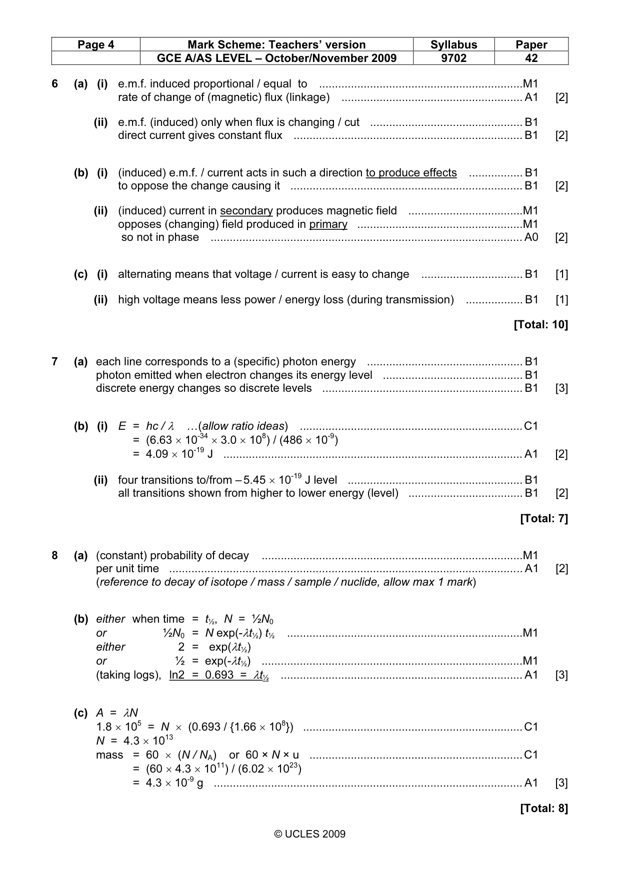 Mark scheme, page 4 of 6