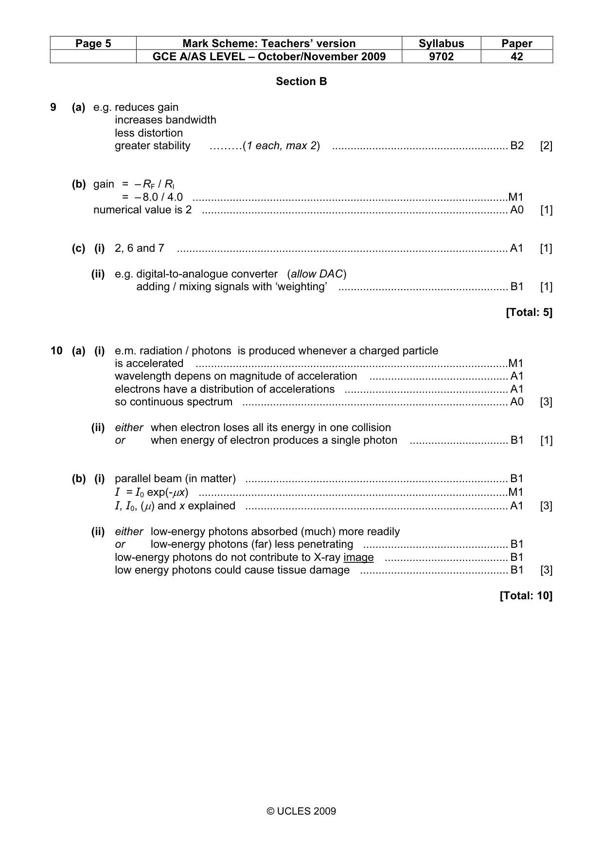 Mark scheme, page 5 of 6