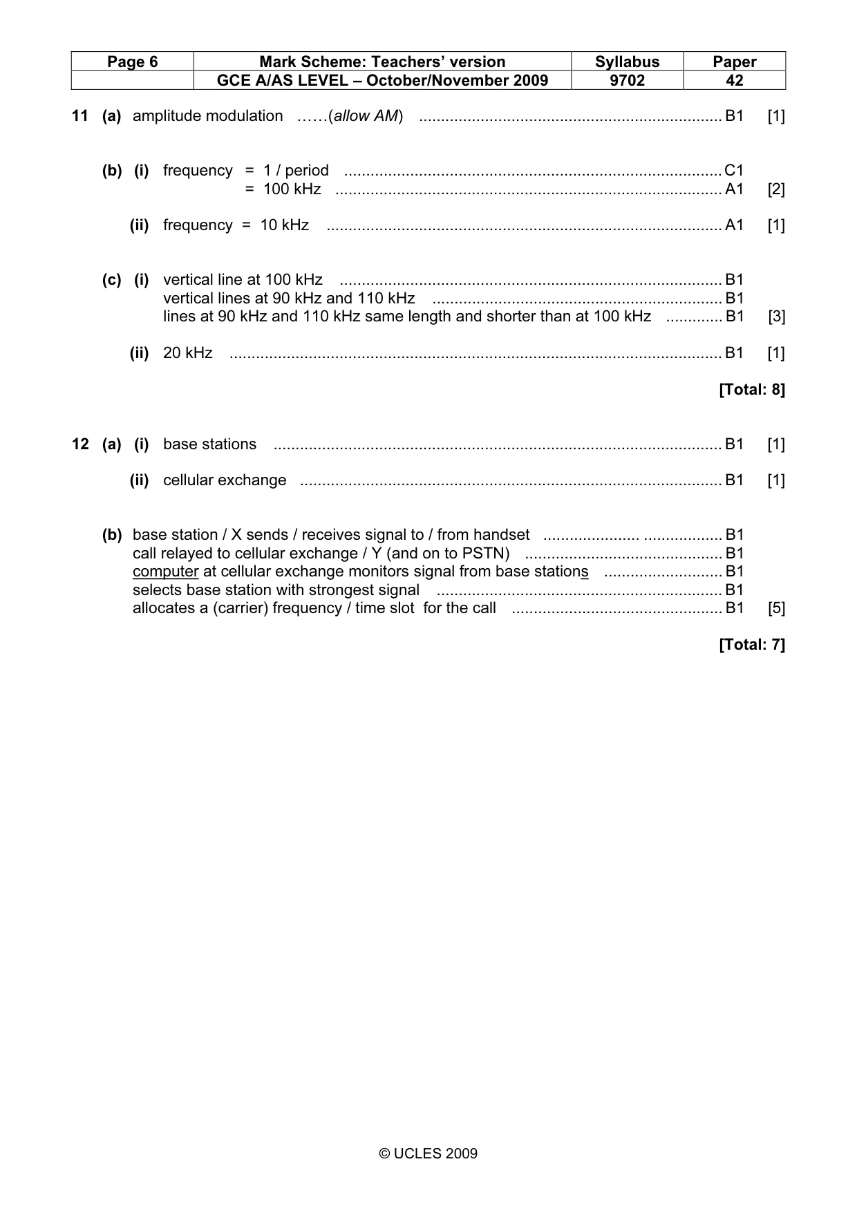 Mark scheme, page 6 of 6