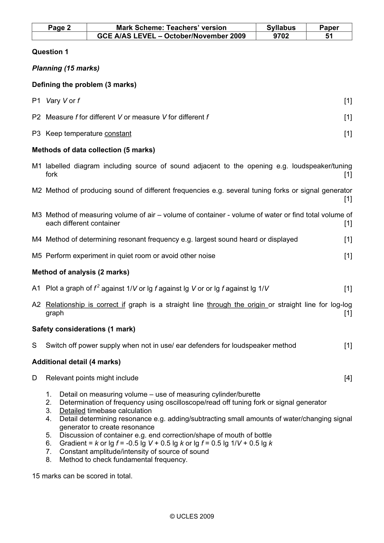 Mark scheme, page 2 of 4