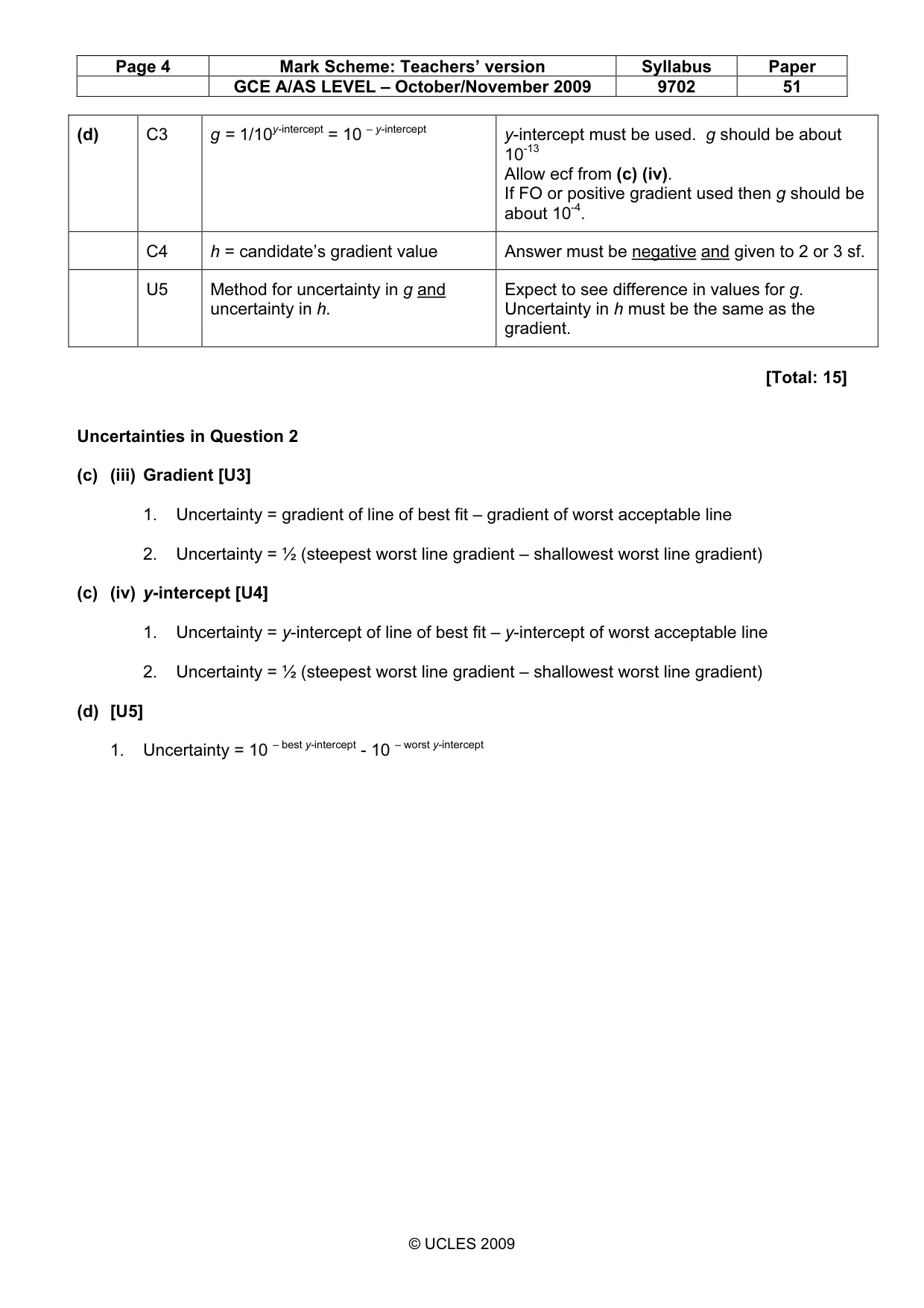 Mark scheme, page 4 of 4