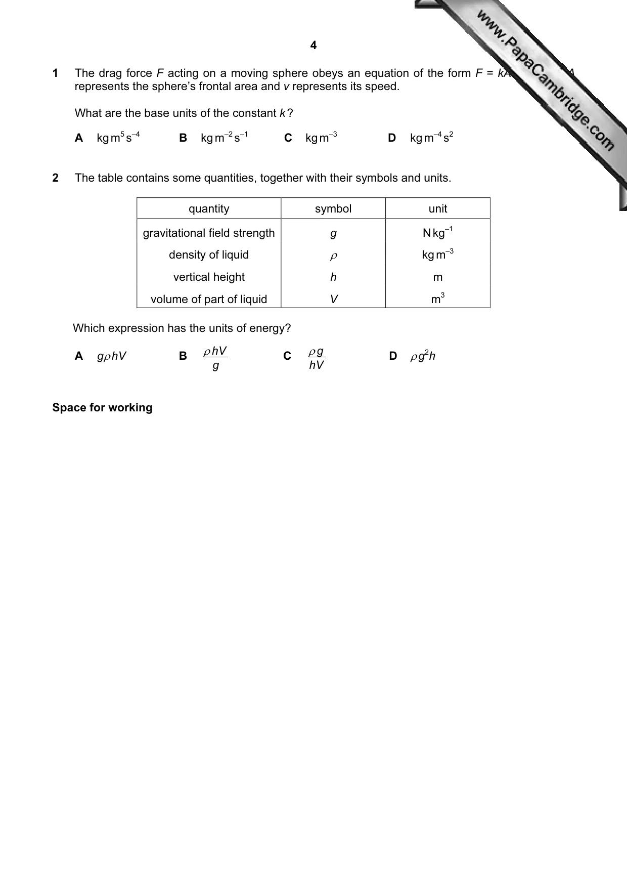 Cambridge A Level Physics 9702 2009 Oct/Nov Paper 1 · Variant 1 question paper, page 4 of 24