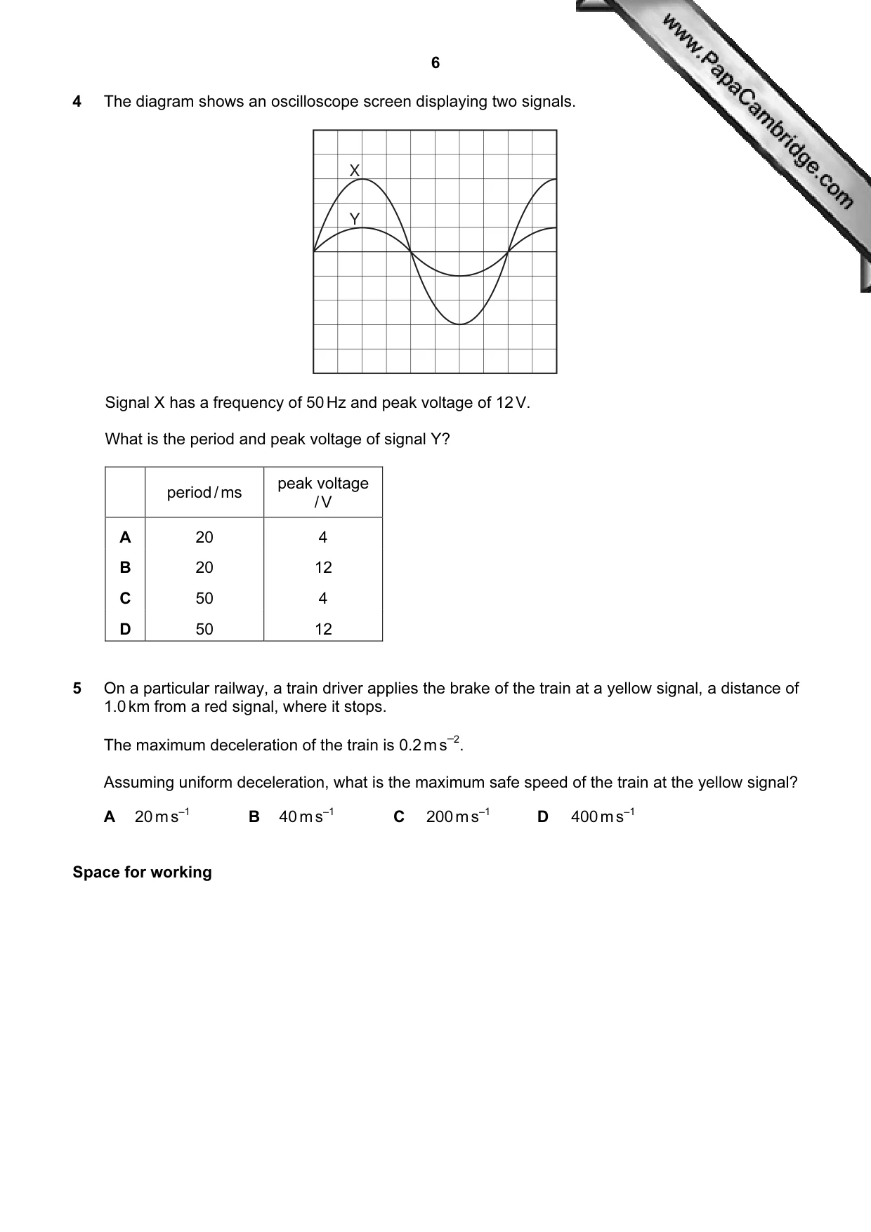 Cambridge A Level Physics 9702 2009 Oct/Nov Paper 1 · Variant 1 question paper, page 6 of 24