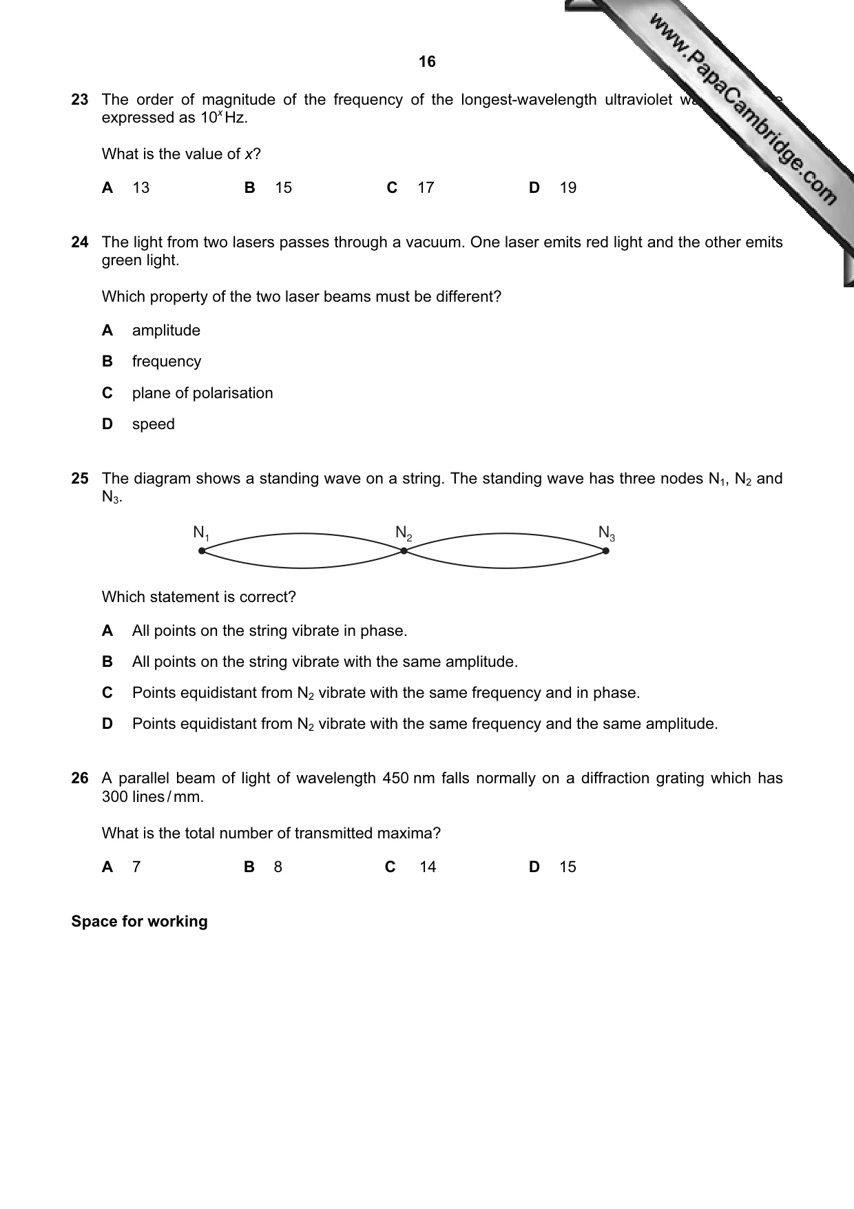 Cambridge A Level Physics 9702 2009 Oct/Nov Paper 1 · Variant 1 question paper, page 16 of 24